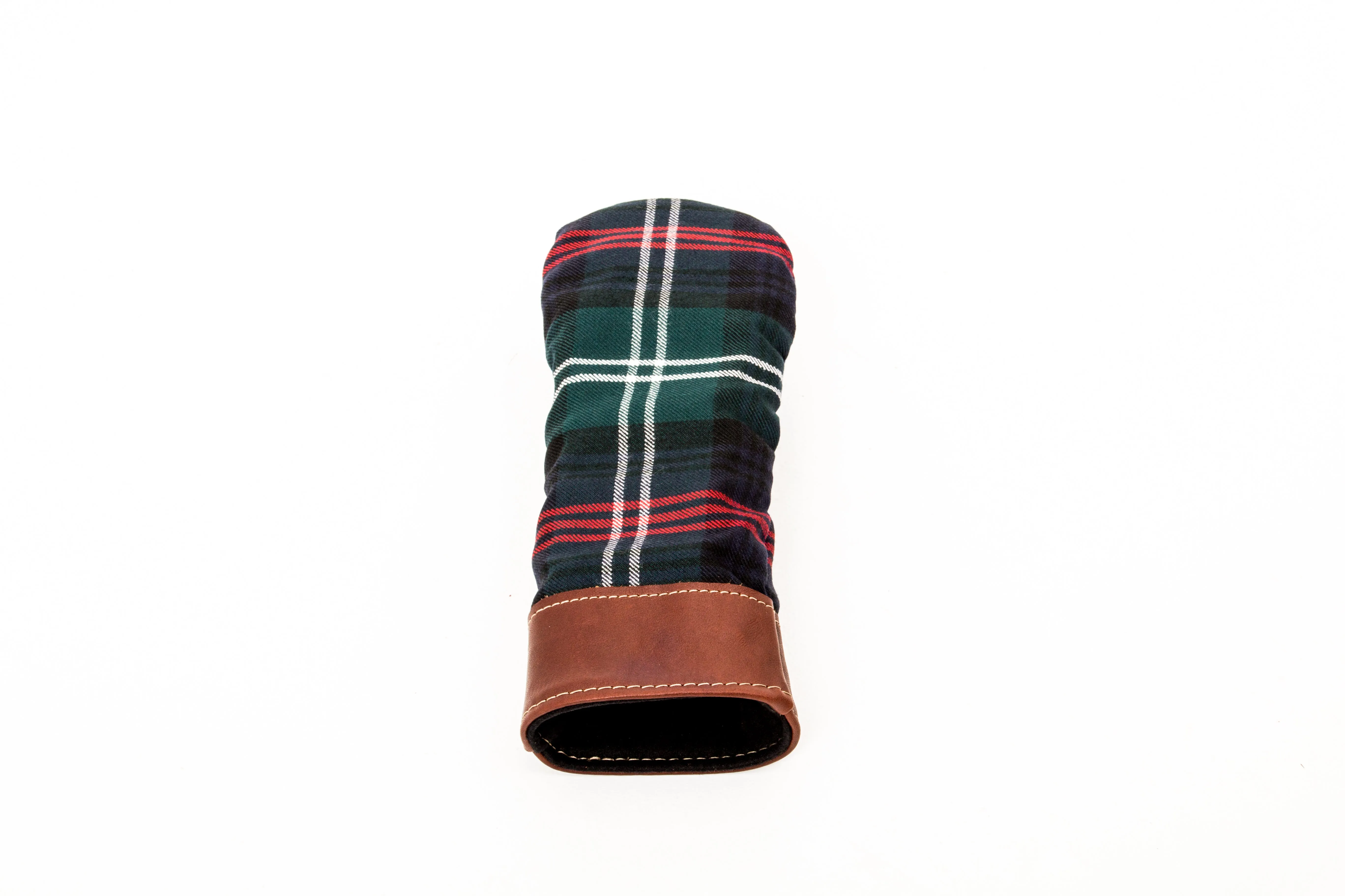 Leather and Wool Tartan Head Cover