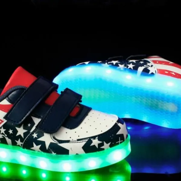 Led American Design Kids Shoes Blue  | Kids Led Light Shoes  | Led Light Shoes For Girls & Boys