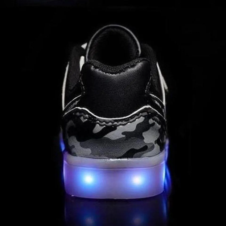 Led Light Children'S Camouflage Shoes - Black  | Kids Led Light Shoes  | Led Light Shoes For Girls & Boys