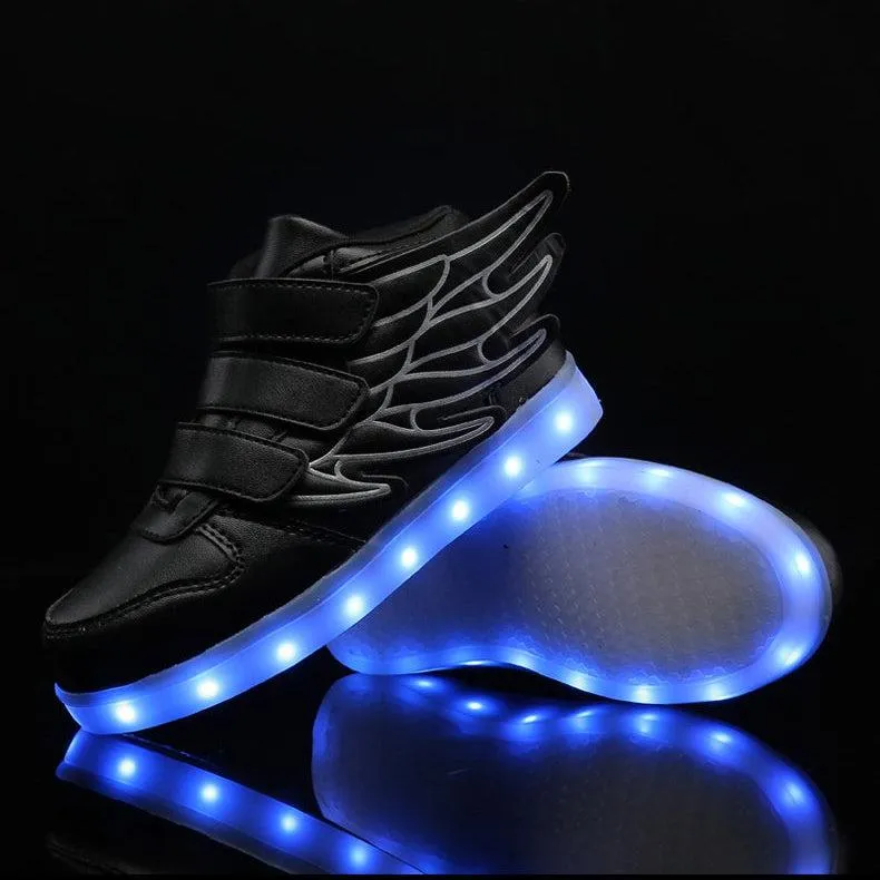 Led Shoes With Flying Straps For Kids - Black  | Kids Led Light Shoes  | Led Light Shoes For Girls & Boys