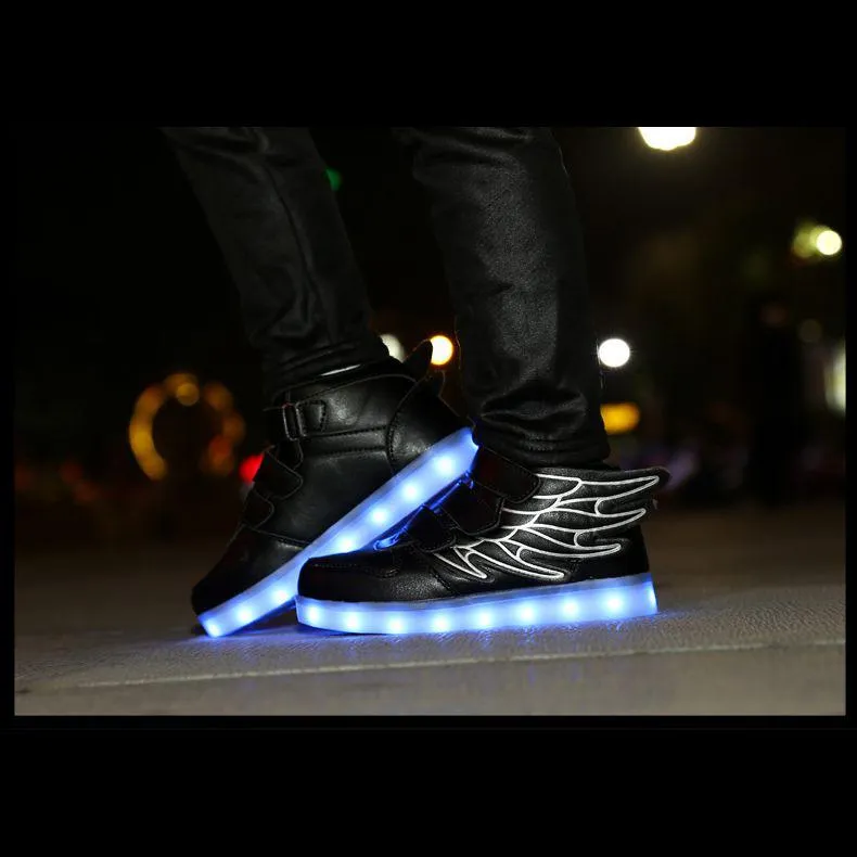 Led Shoes With Flying Straps For Kids - Black  | Kids Led Light Shoes  | Led Light Shoes For Girls & Boys