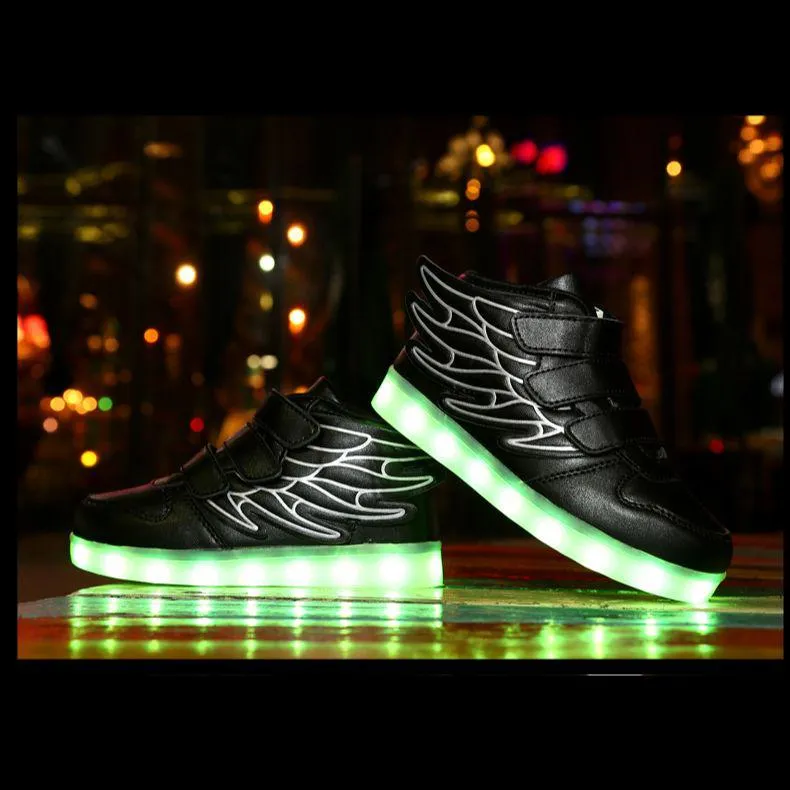 Led Shoes With Flying Straps For Kids - Black  | Kids Led Light Shoes  | Led Light Shoes For Girls & Boys