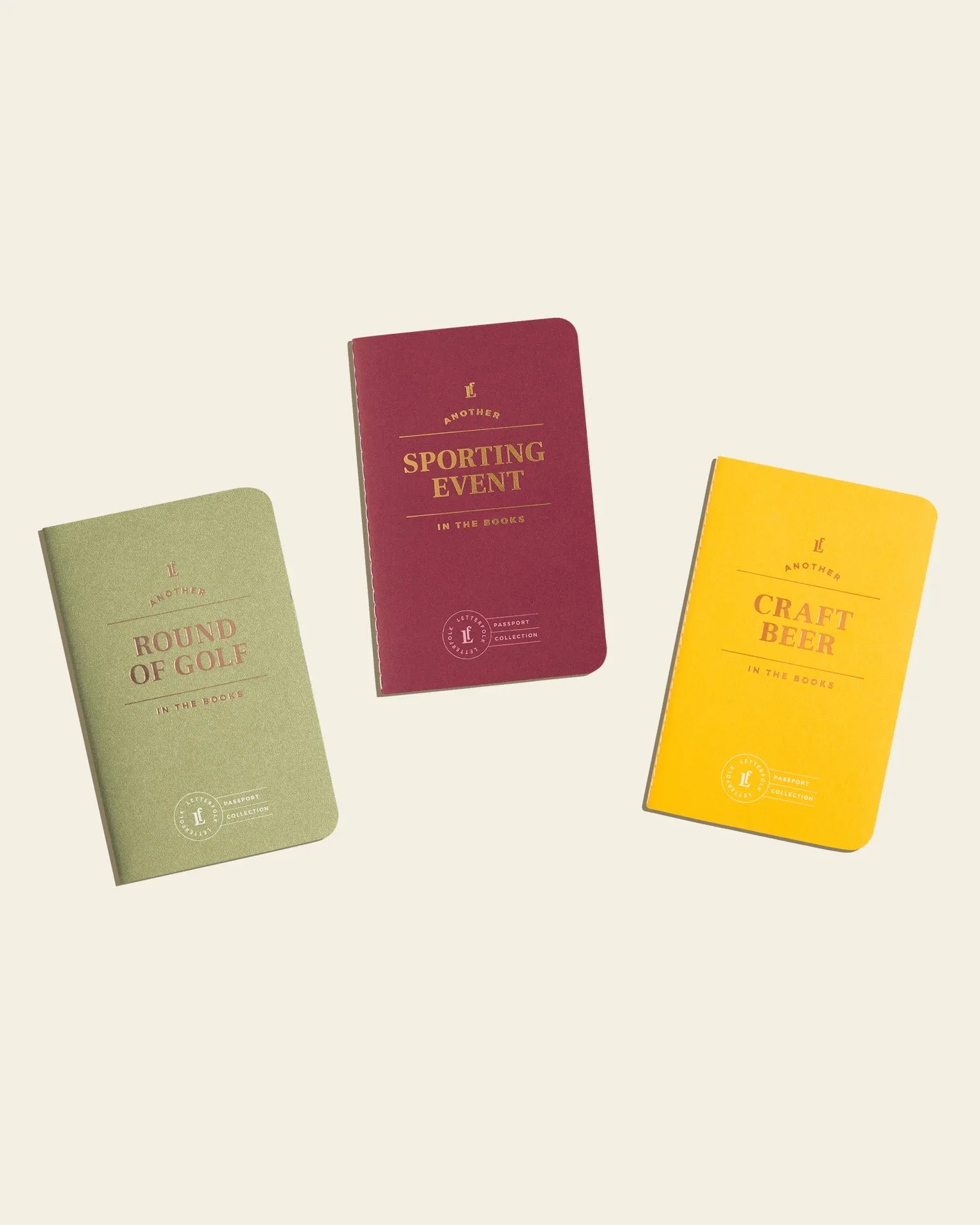 Letterfolk Passport Collection Trio: Round of Golf, Sporting Event, Craft Beer