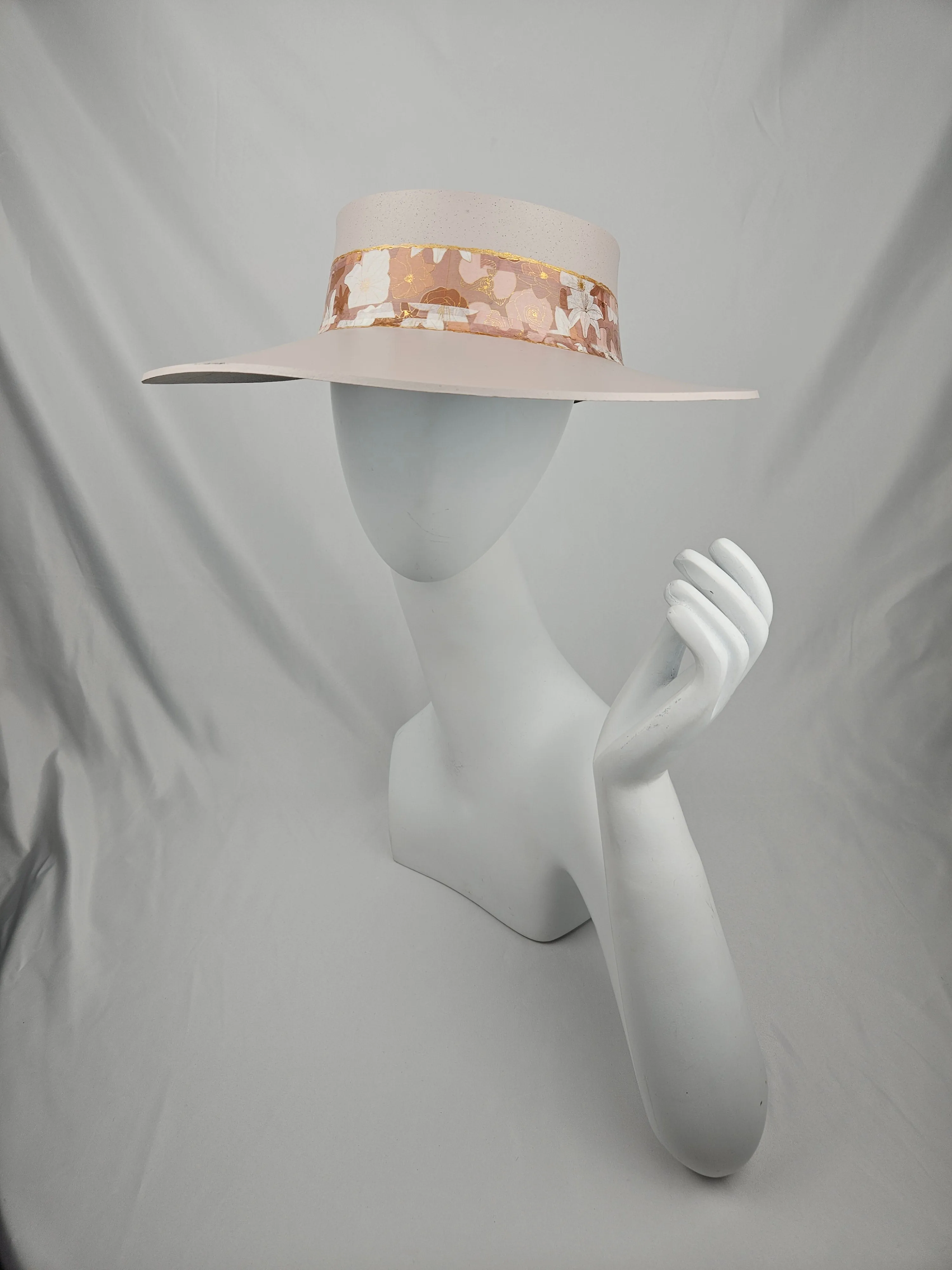 Light Pink "LadyEVA" Visor Hat with Graphic Floral Band