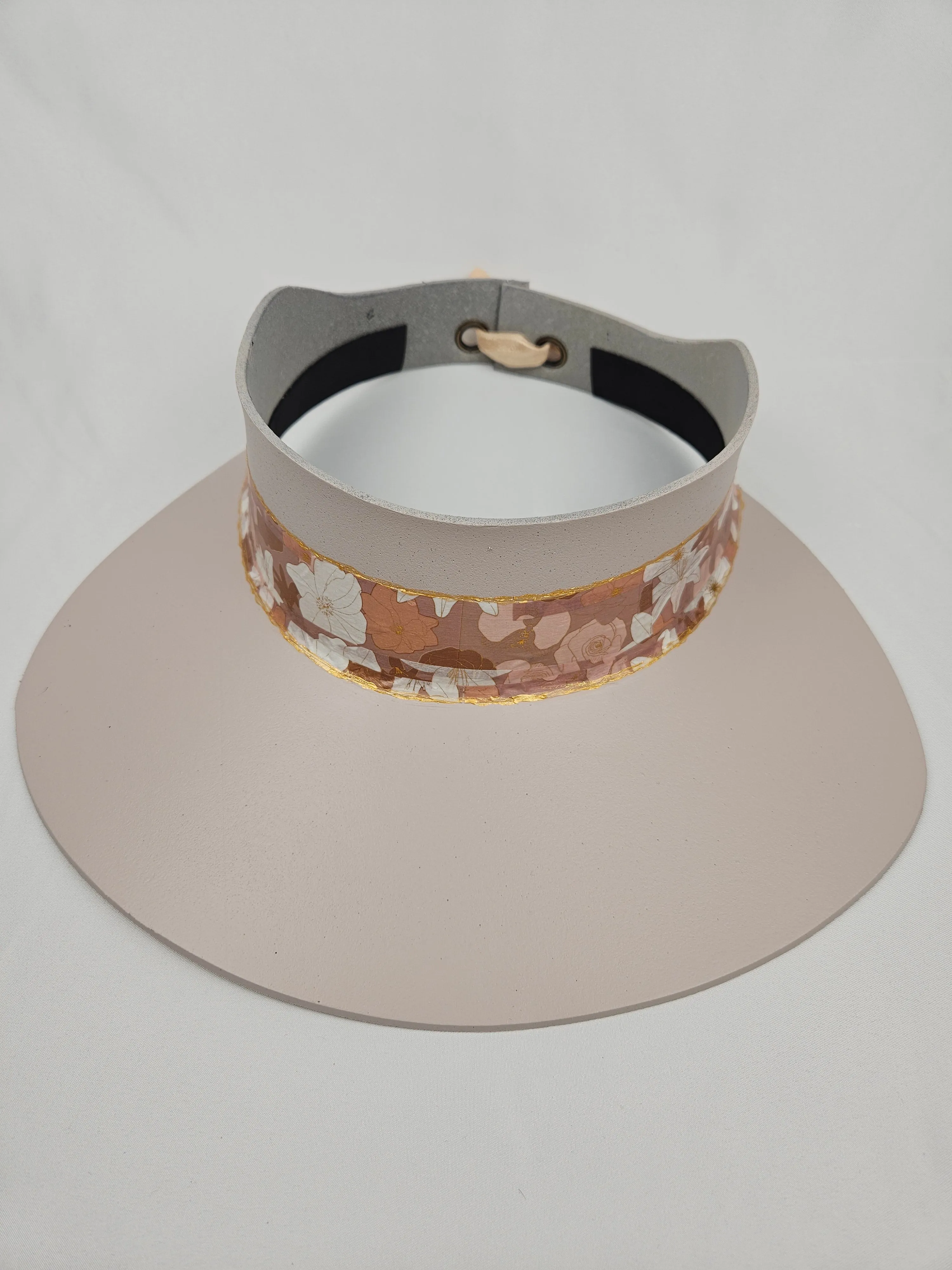 Light Pink "LadyEVA" Visor Hat with Graphic Floral Band