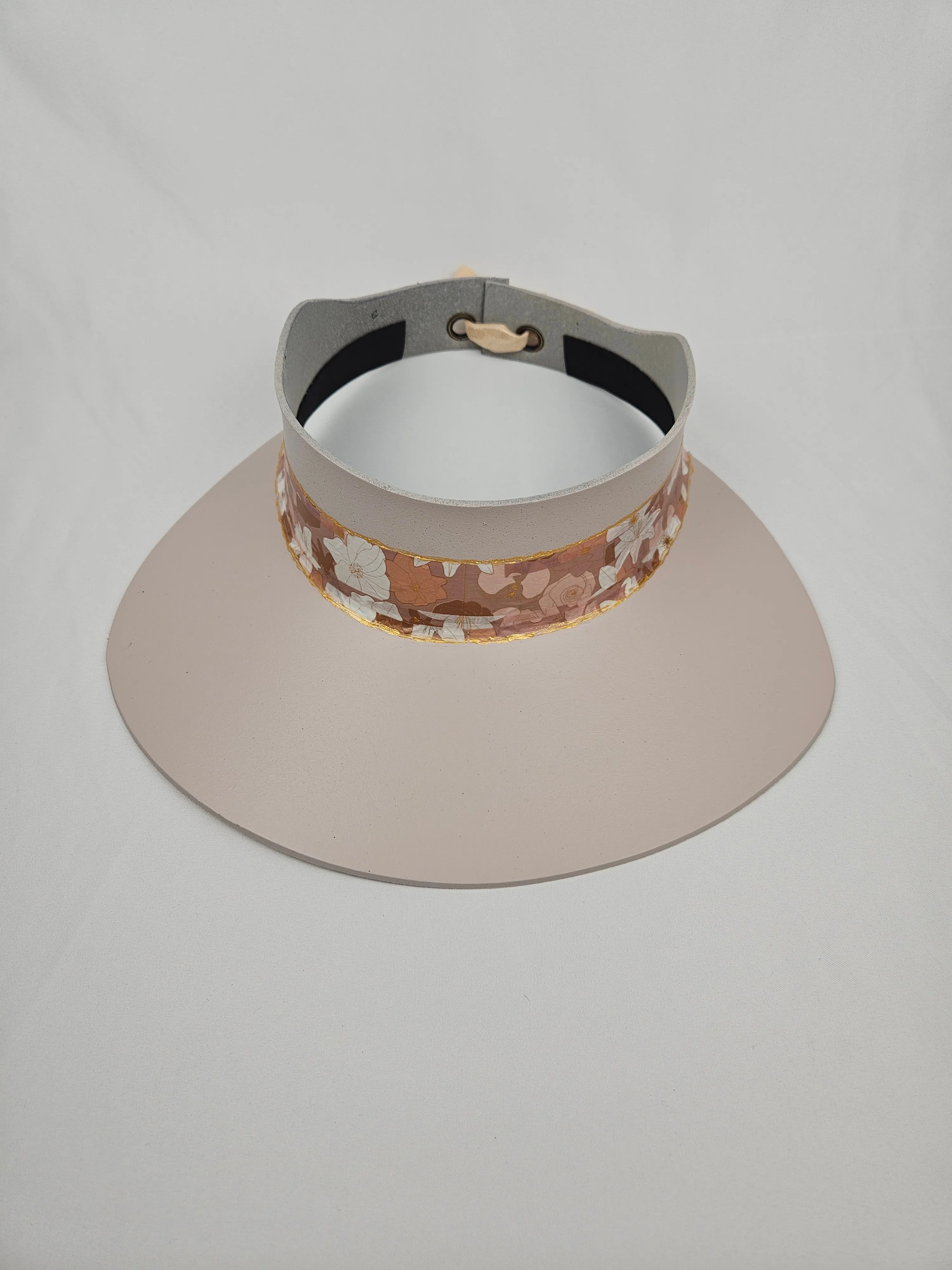 Light Pink "LadyEVA" Visor Hat with Graphic Floral Band