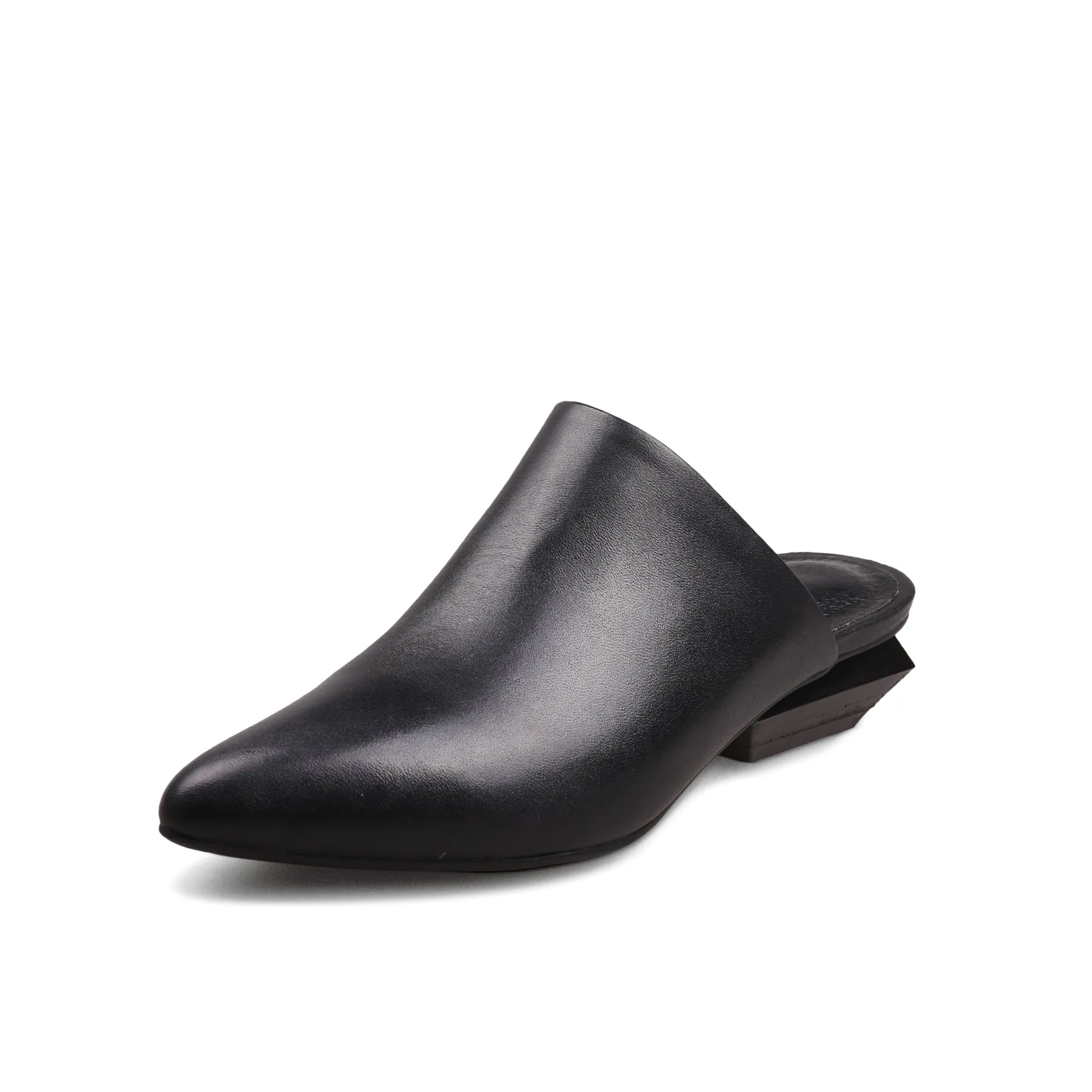 Low Heel Leather Mules