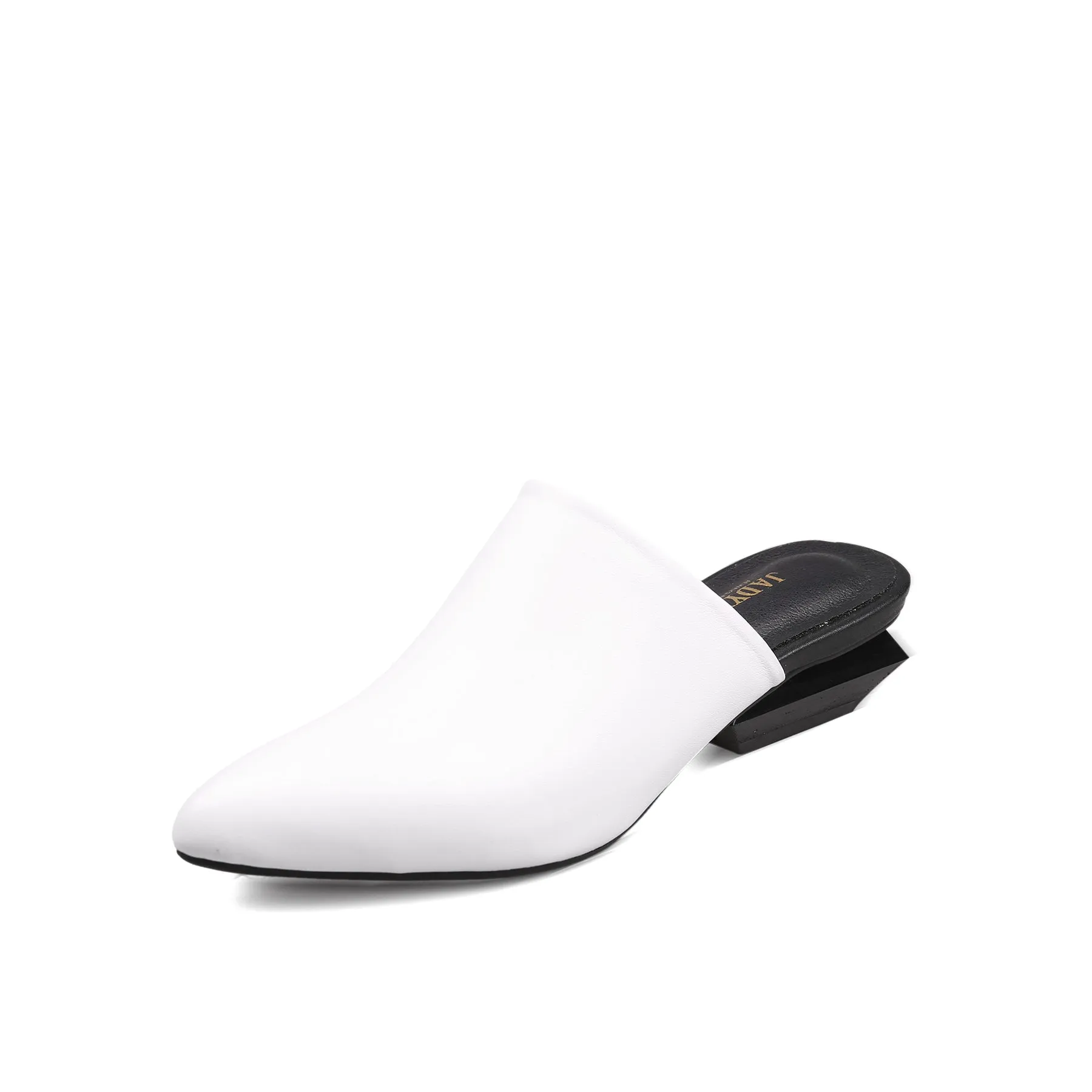 Low Heel Leather Mules