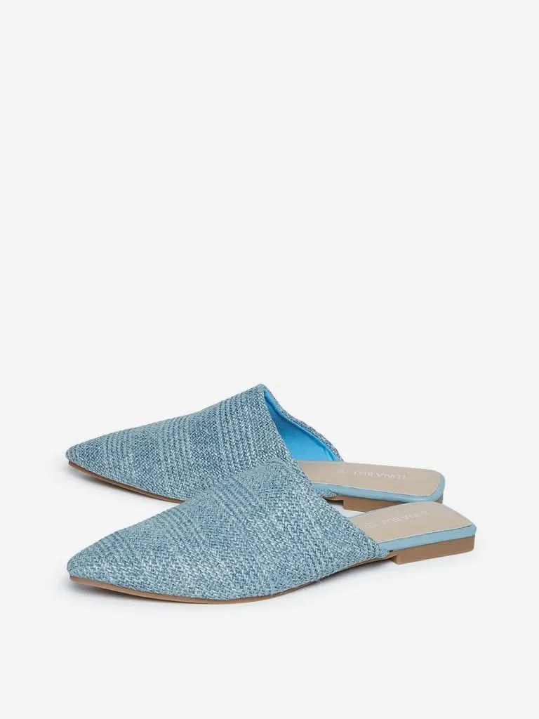 LUNA BLU Blue Knit Pattern Mules