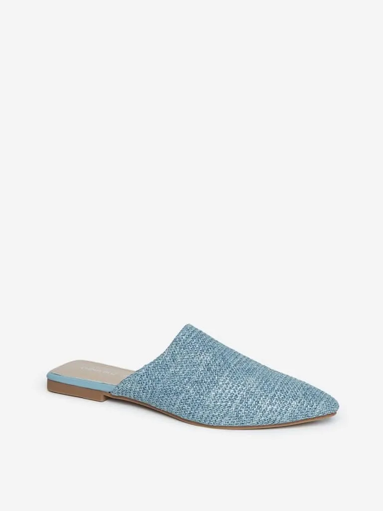 LUNA BLU Blue Knit Pattern Mules