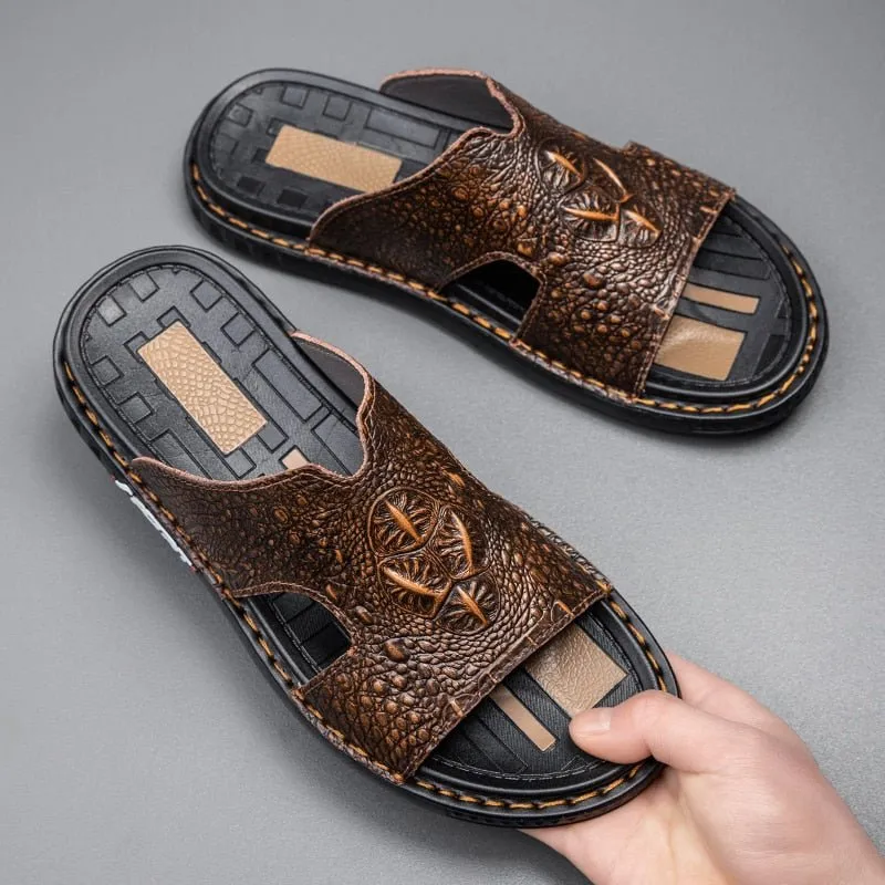 LuxeCroco Summer Chic Slip-On Slides