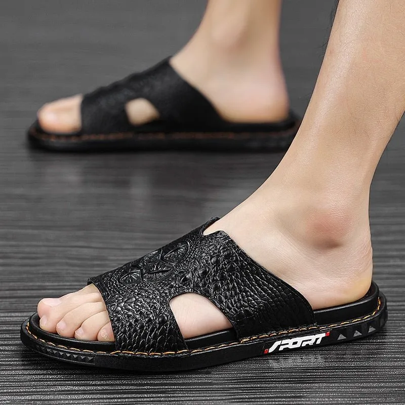 LuxeCroco Summer Chic Slip-On Slides