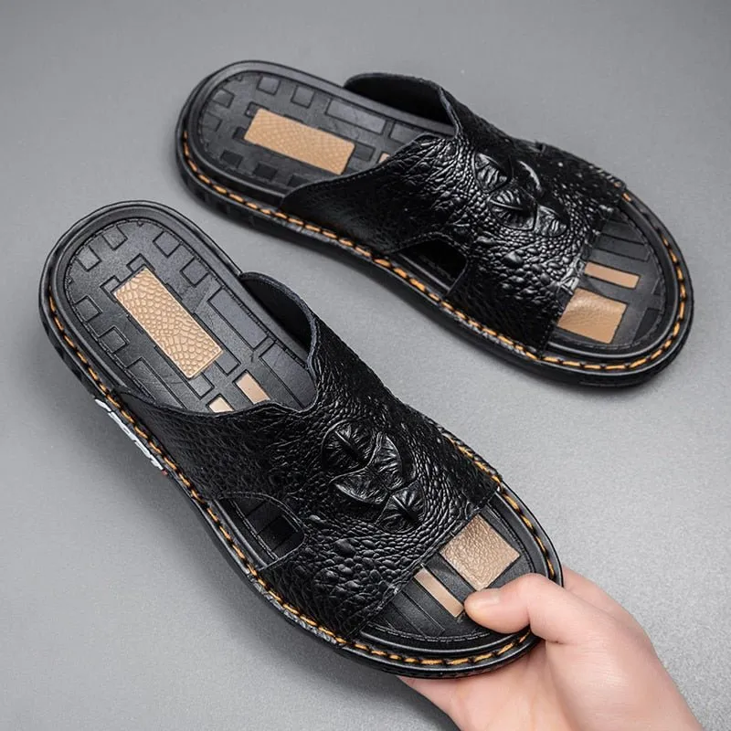 LuxeCroco Summer Chic Slip-On Slides