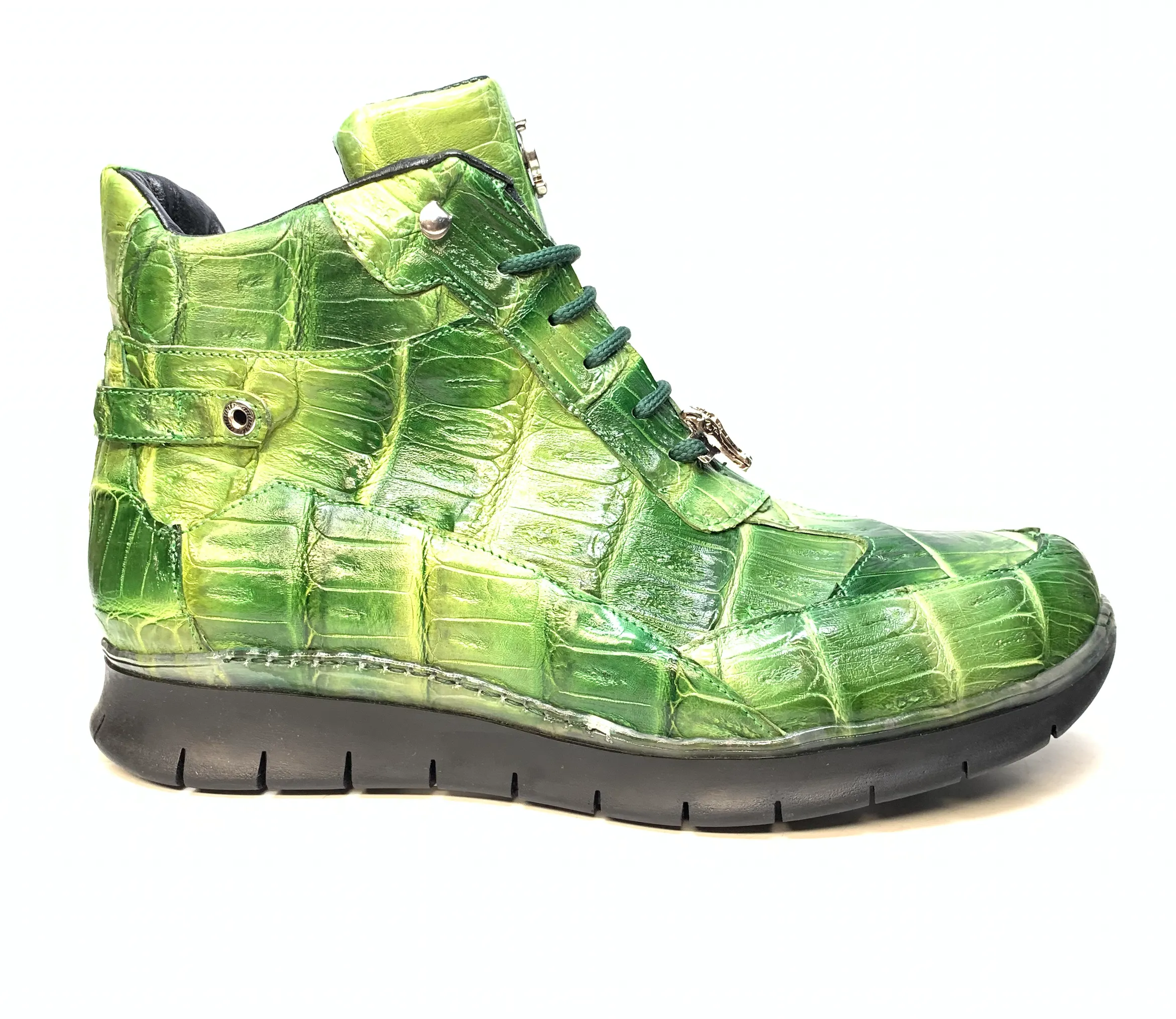 Mauri 8567 Multi Green Crocodile Hightop Sneakers