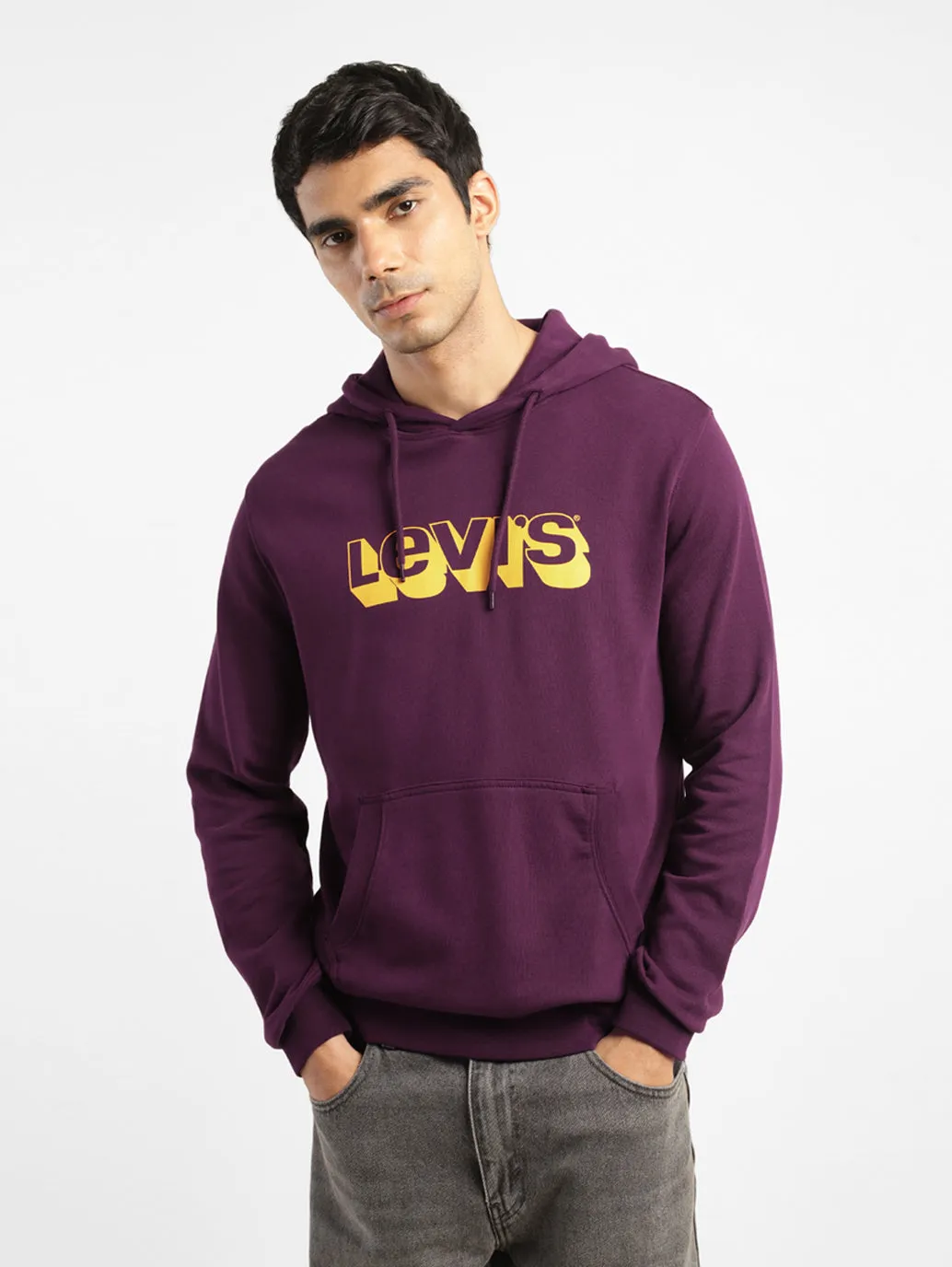 Men's Graphic Print Maroon Hooded Sweatshirt