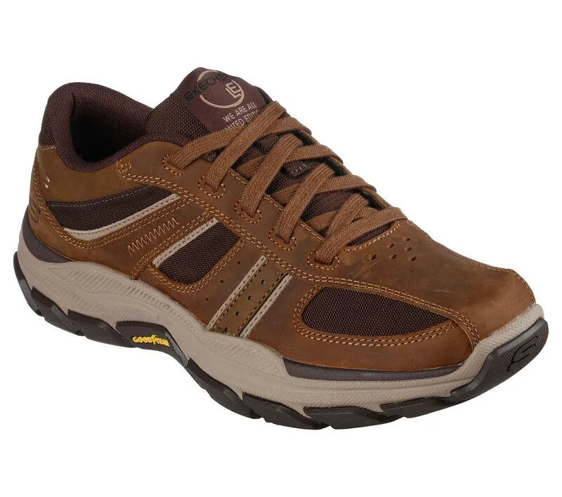 Men's Relaxed Fit Skechers 204330 Respected Edgemere Good Year Walking Trainers - Desert