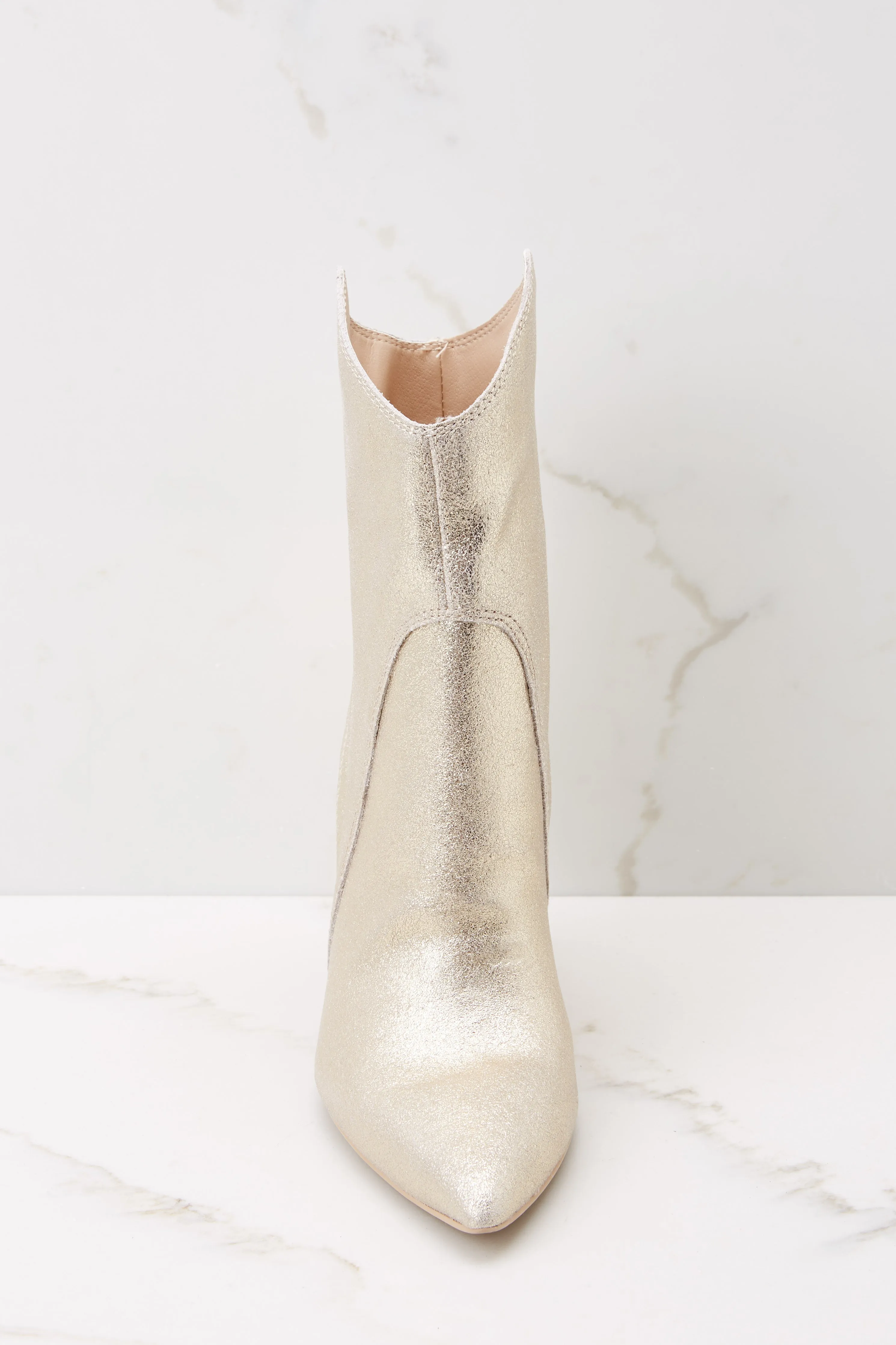 Nestly Dune Light Gold Metallic Suede Booties