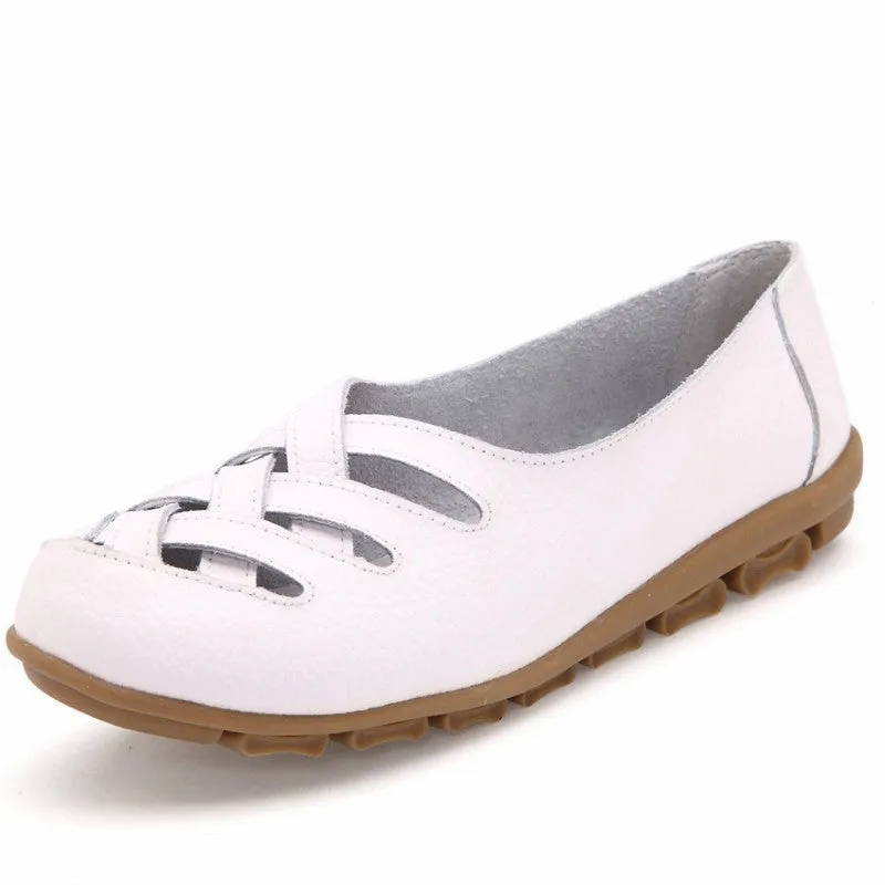 New fashion women sandal genuine leather flats women's round toe flexible sneakers ballet loafer