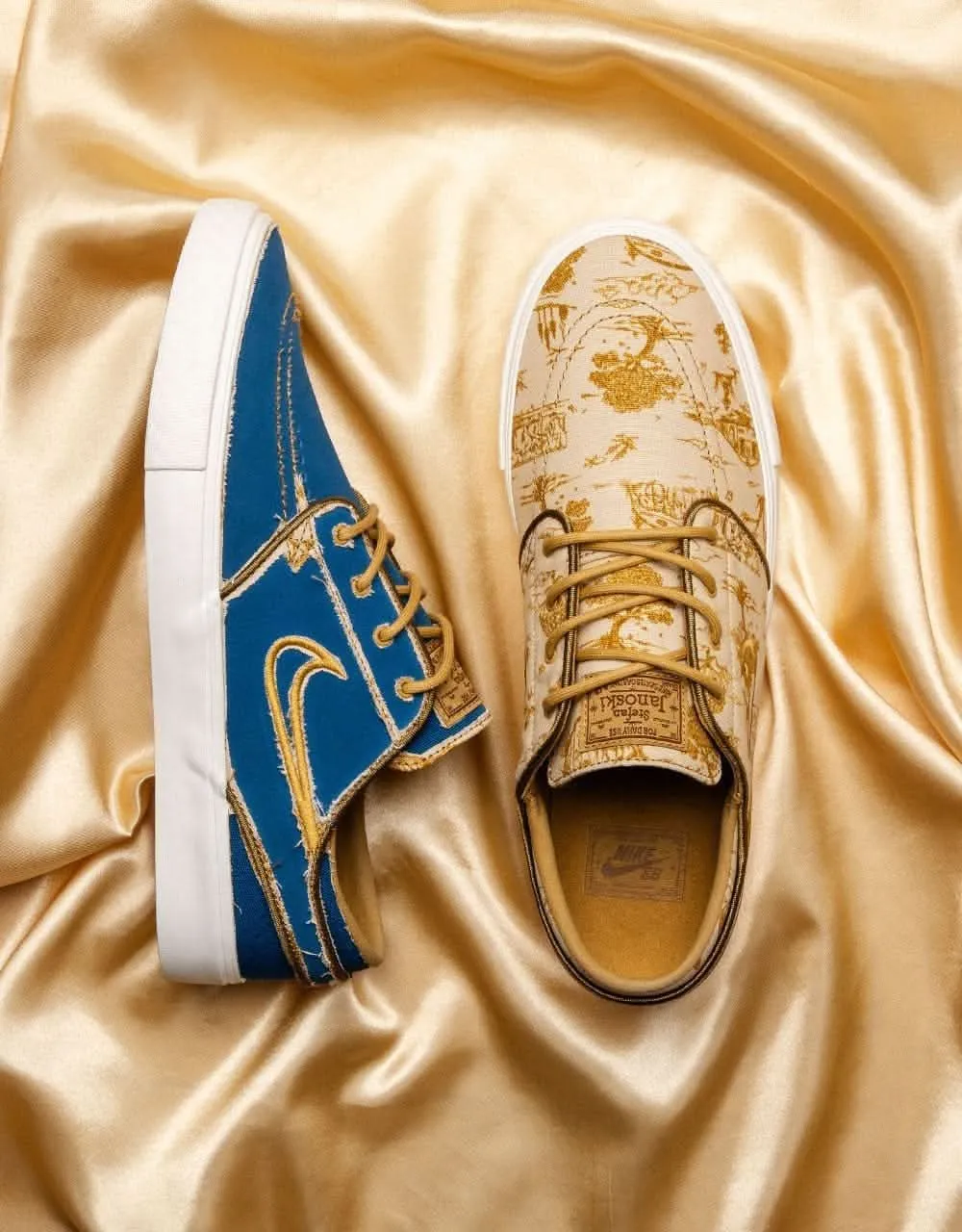 Nike SB Zoom Janoski OG  Premium Skate Shoes - Sesame/Flt Gold-Bronzine-Sail-Court Blue-Gum Lt Brown