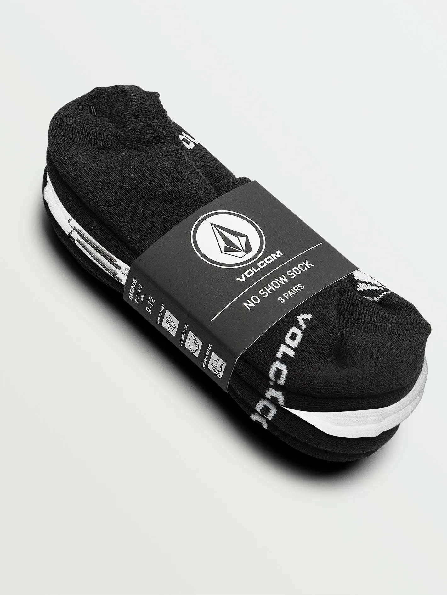 No Show Stone Socks 3 Pack - Black White