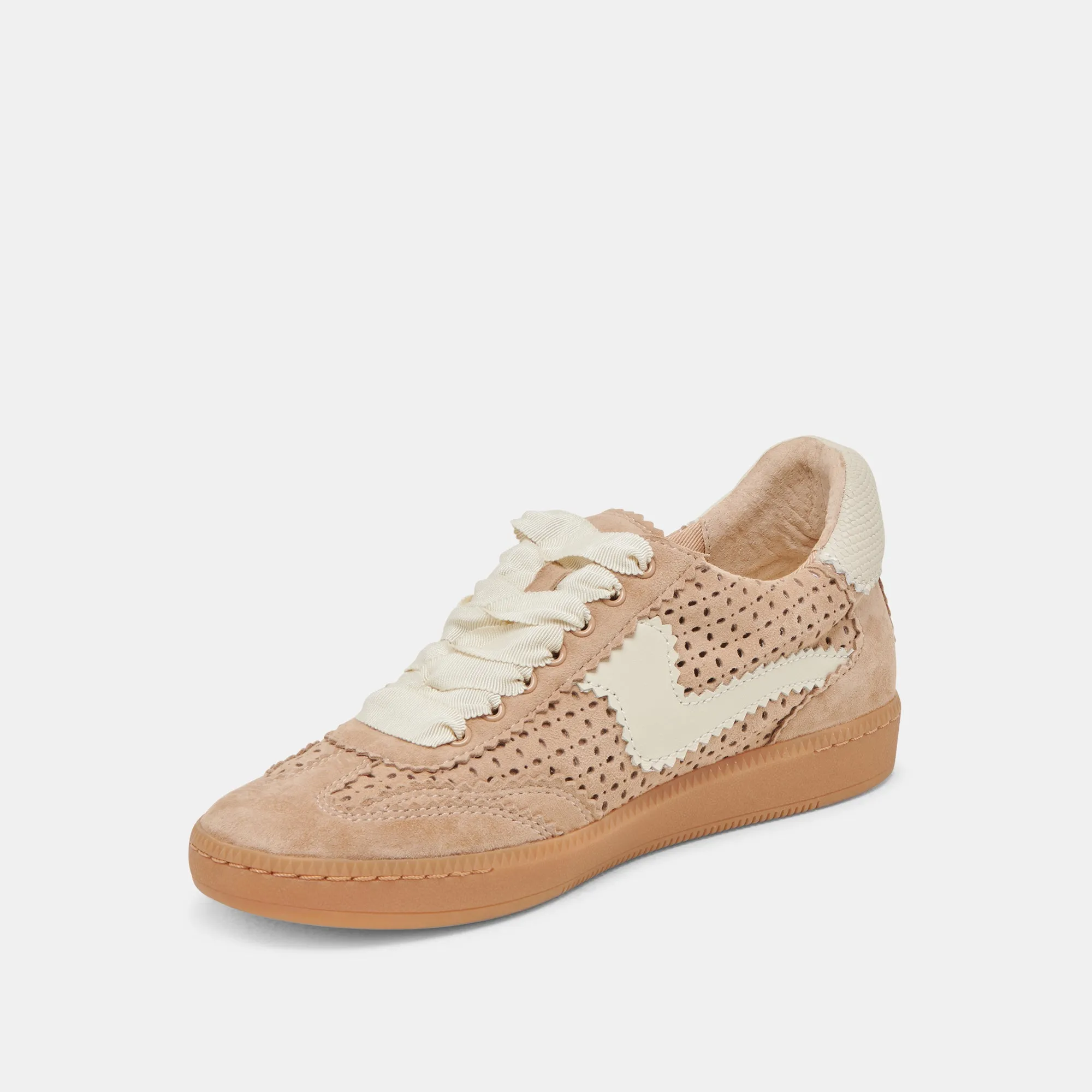 NOTICE EYELET PERF SNEAKERS CAMEL SUEDE