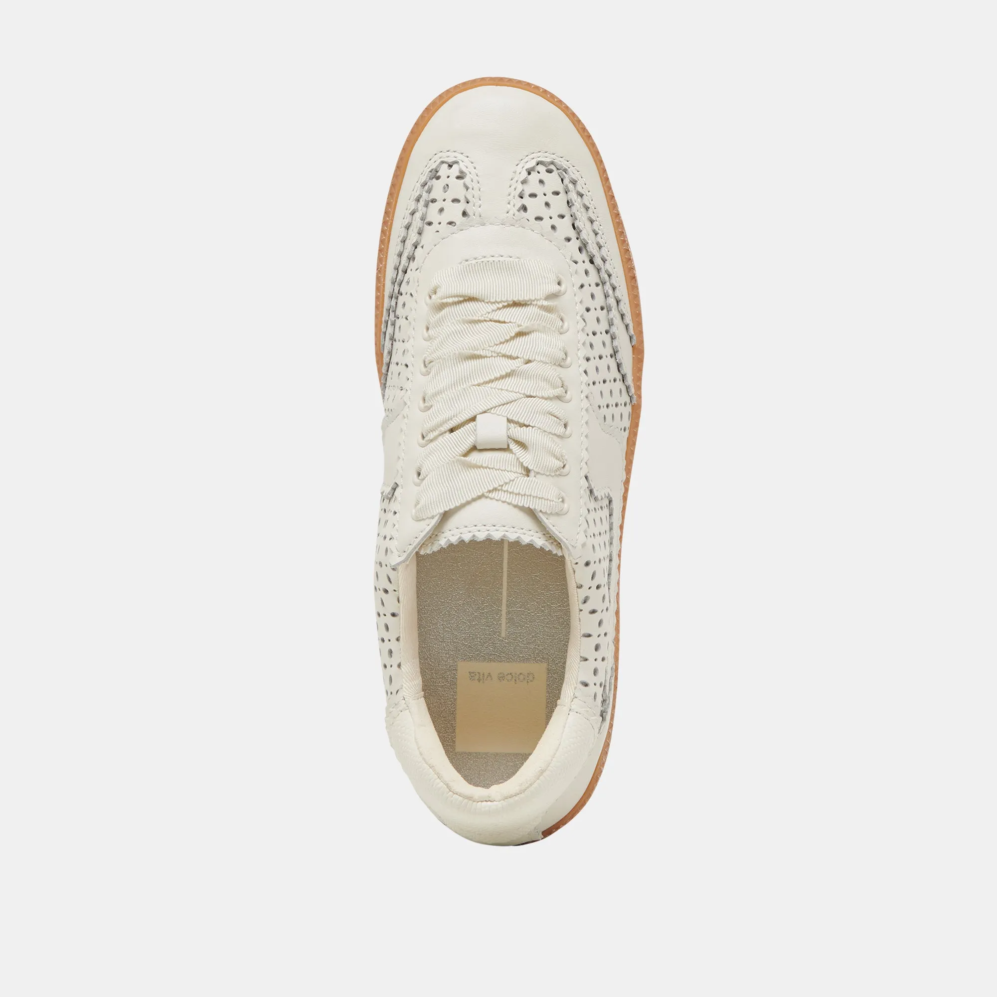 NOTICE EYELET PERF SNEAKERS WHITE LEATHER