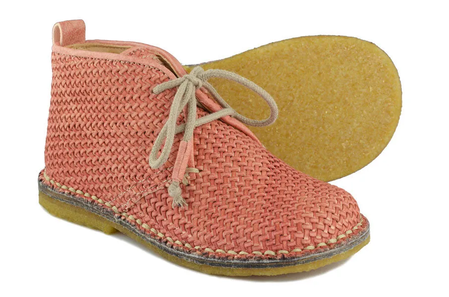 Ocra Girls Pink Braided Leather Desert Boot