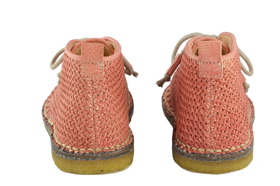 Ocra Girls Pink Braided Leather Desert Boot