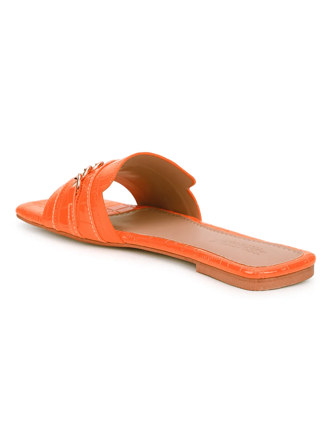 Orange Croc Patent Slip-On Flats (TC-ST-003-ORA)