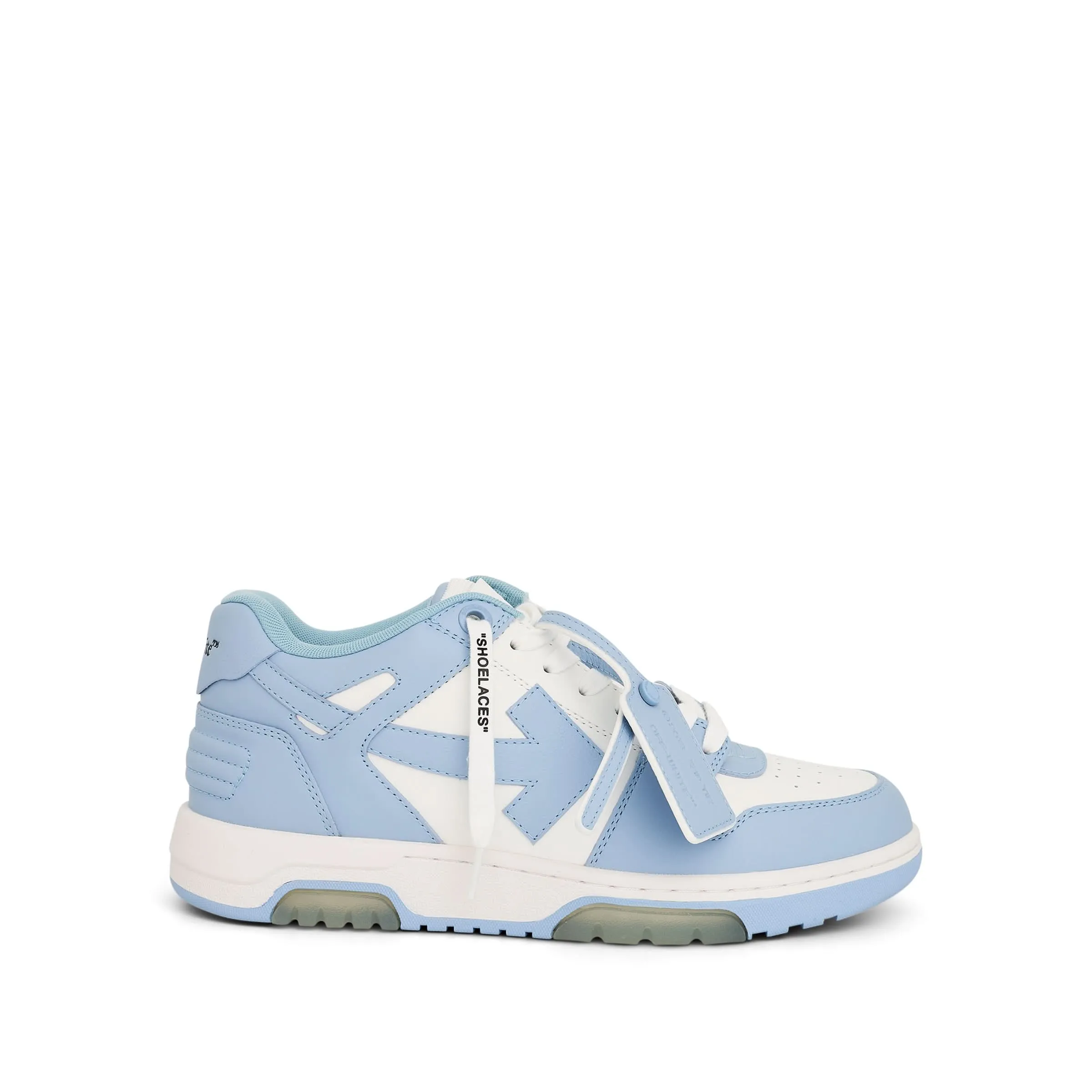 Out of Office Leather Sneaker In White/Light Blue