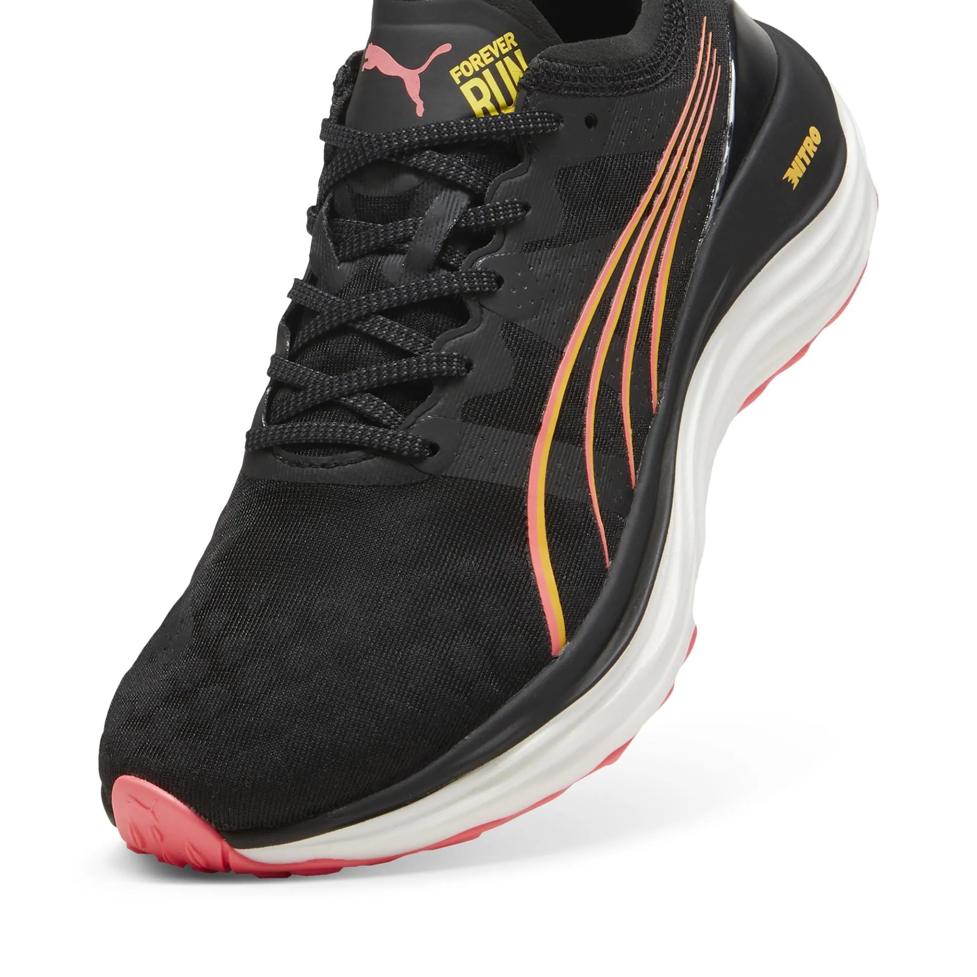 Puma Women's ForeverRun NITRO in Black-Sun Stream-Sunset Glow AW24