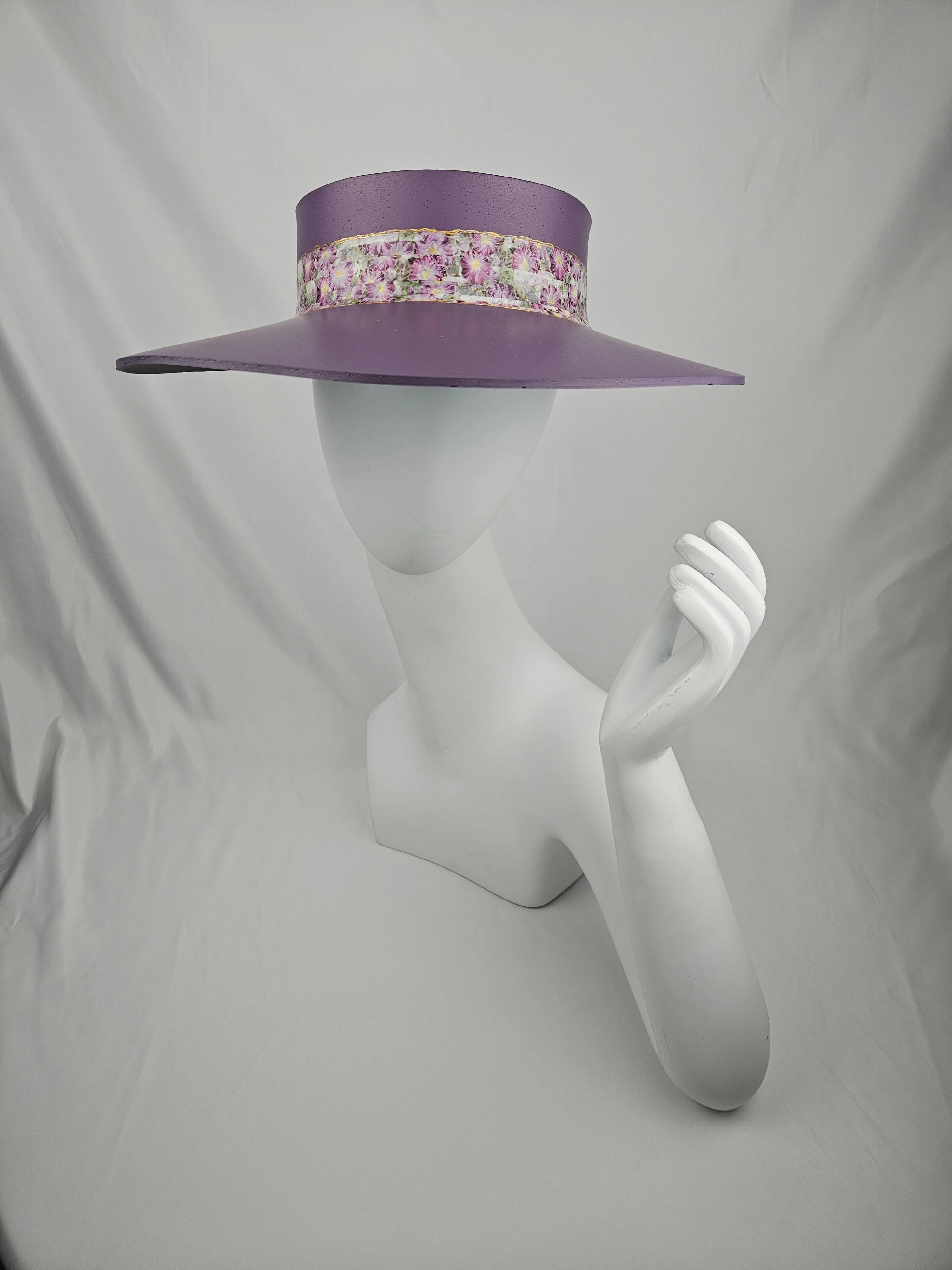 Purple LadyEVA Visor Hat with Floral Band