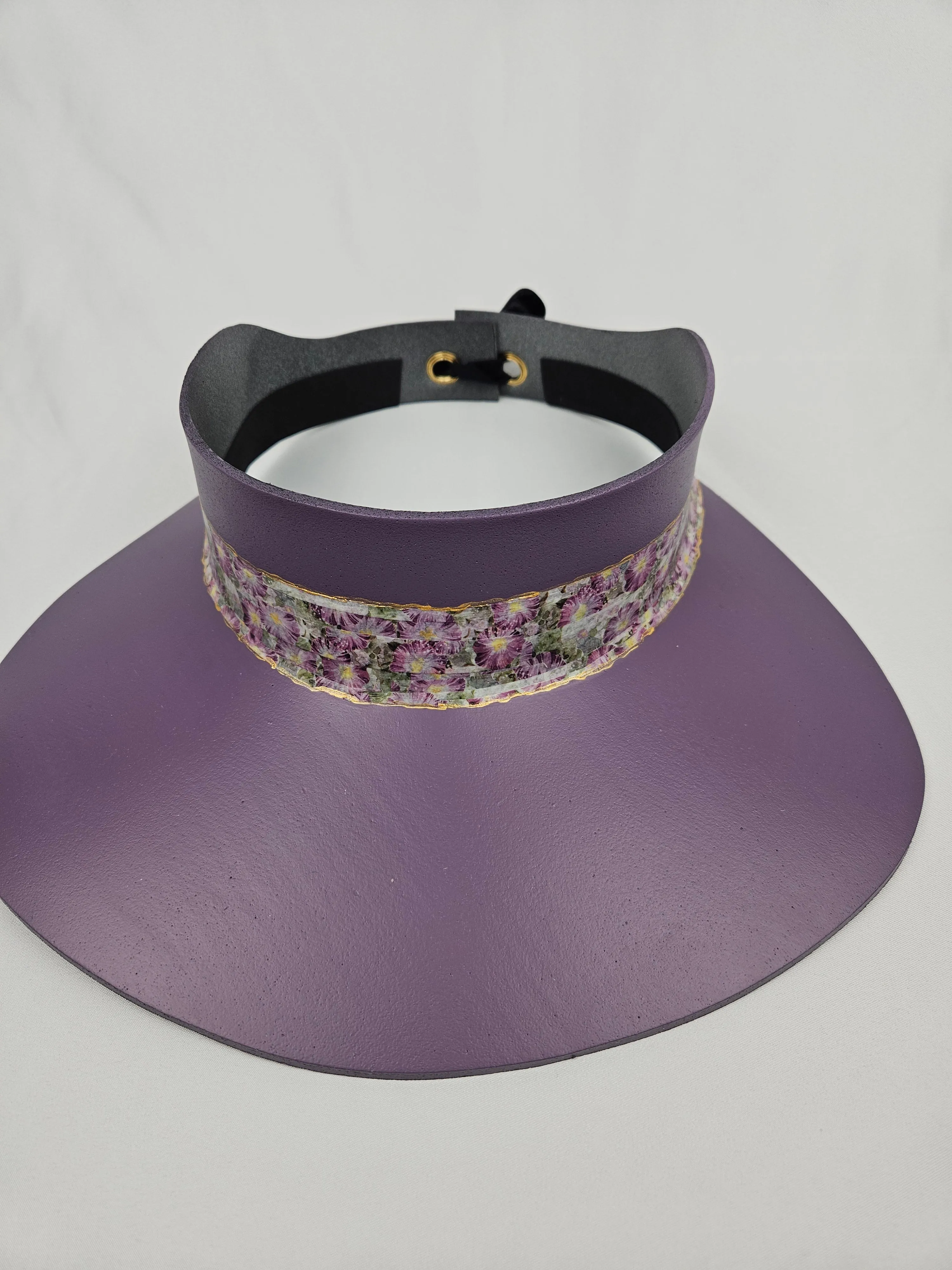 Purple LadyEVA Visor Hat with Floral Band