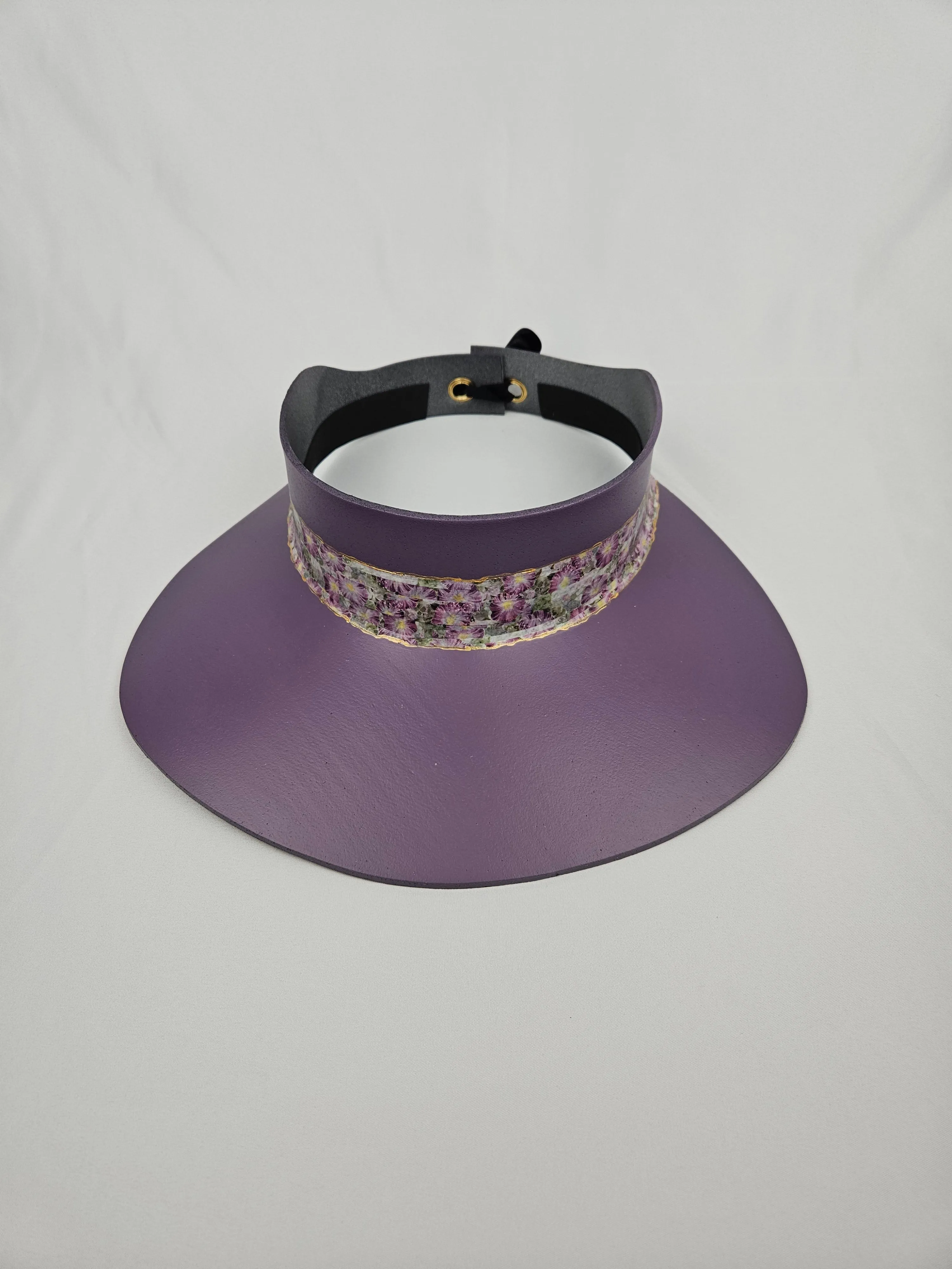 Purple LadyEVA Visor Hat with Floral Band