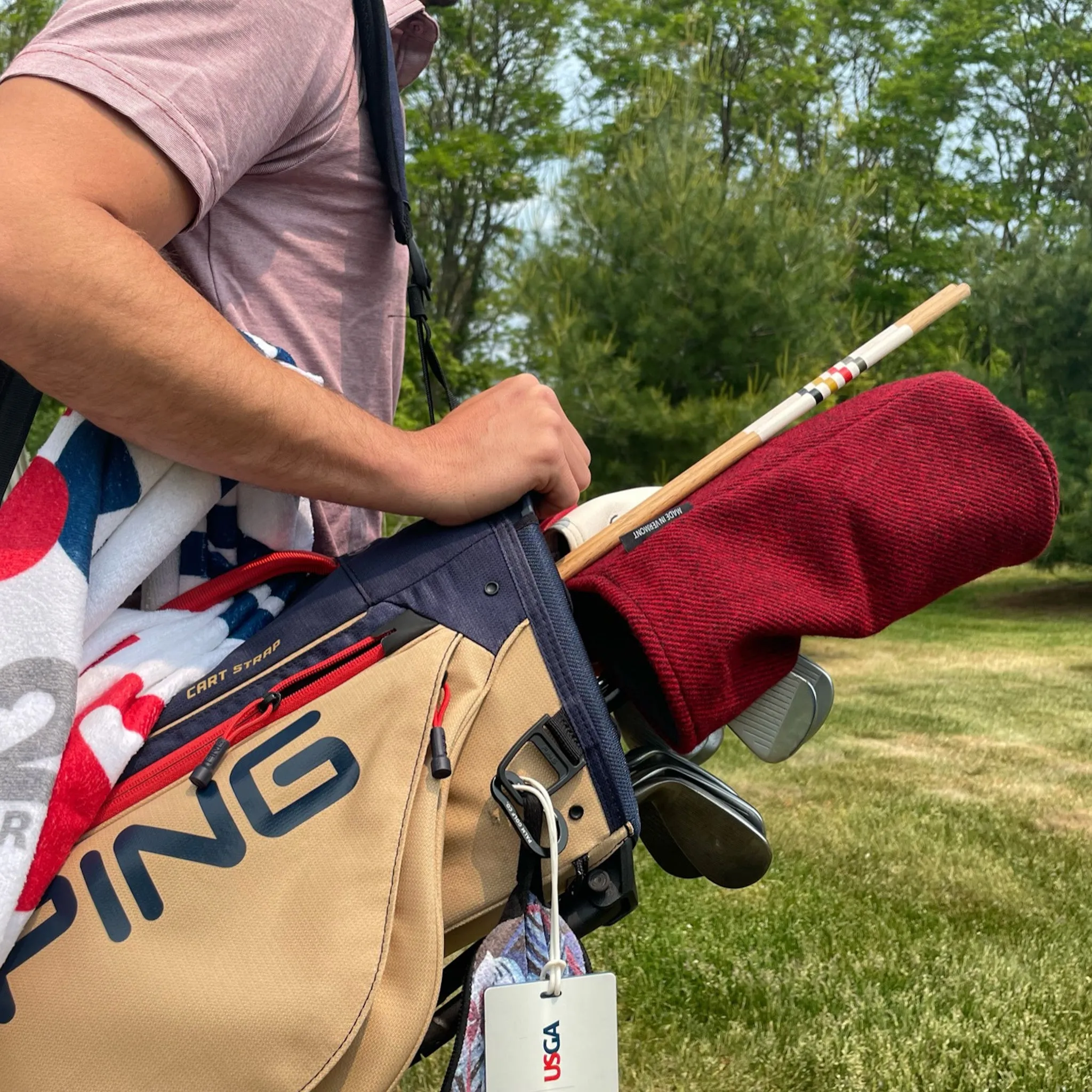 Red Twill Wool Headcover