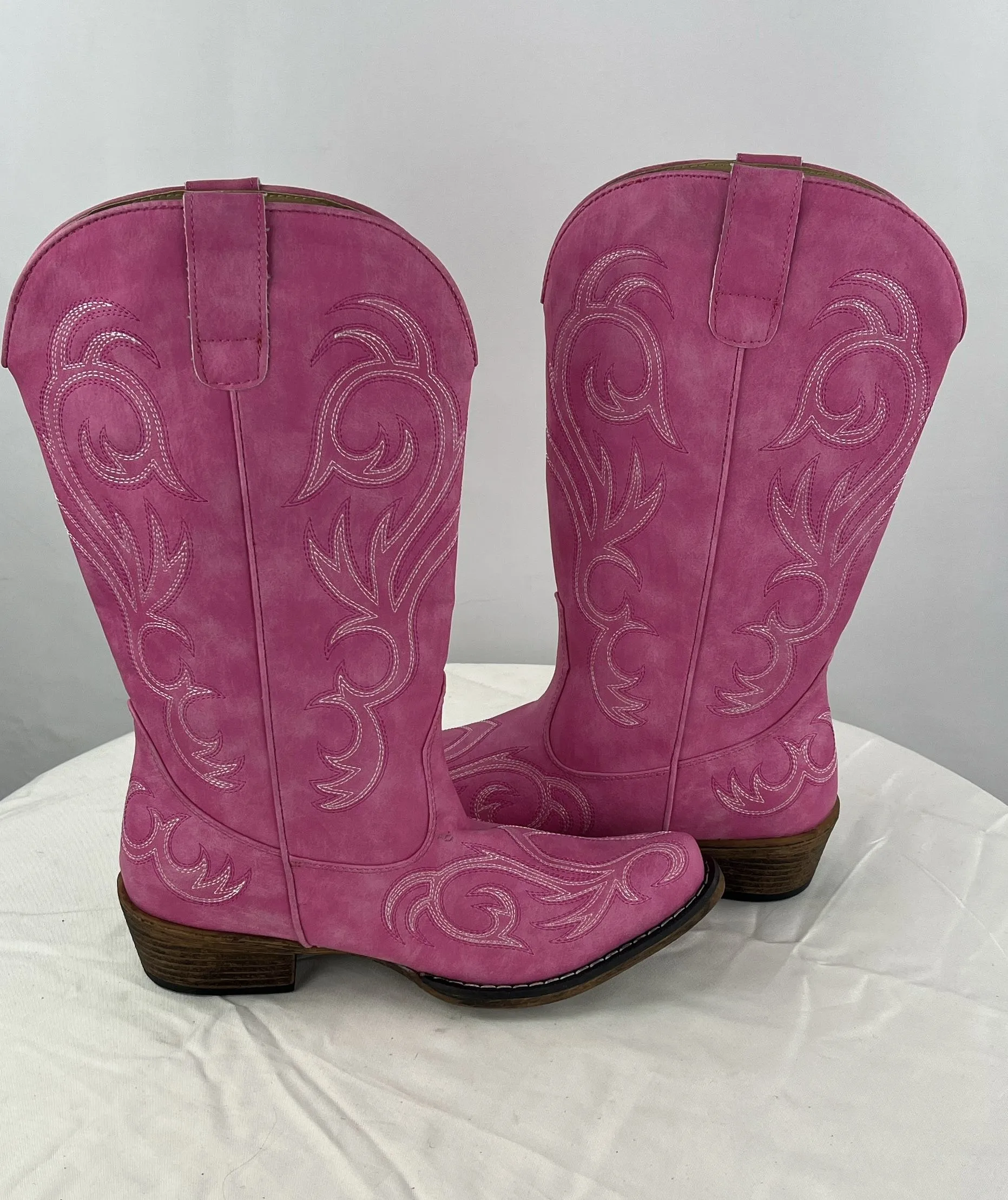 Roper Riley Women's Pink Faux Leather Western Cowgirl Boots Size 8.5