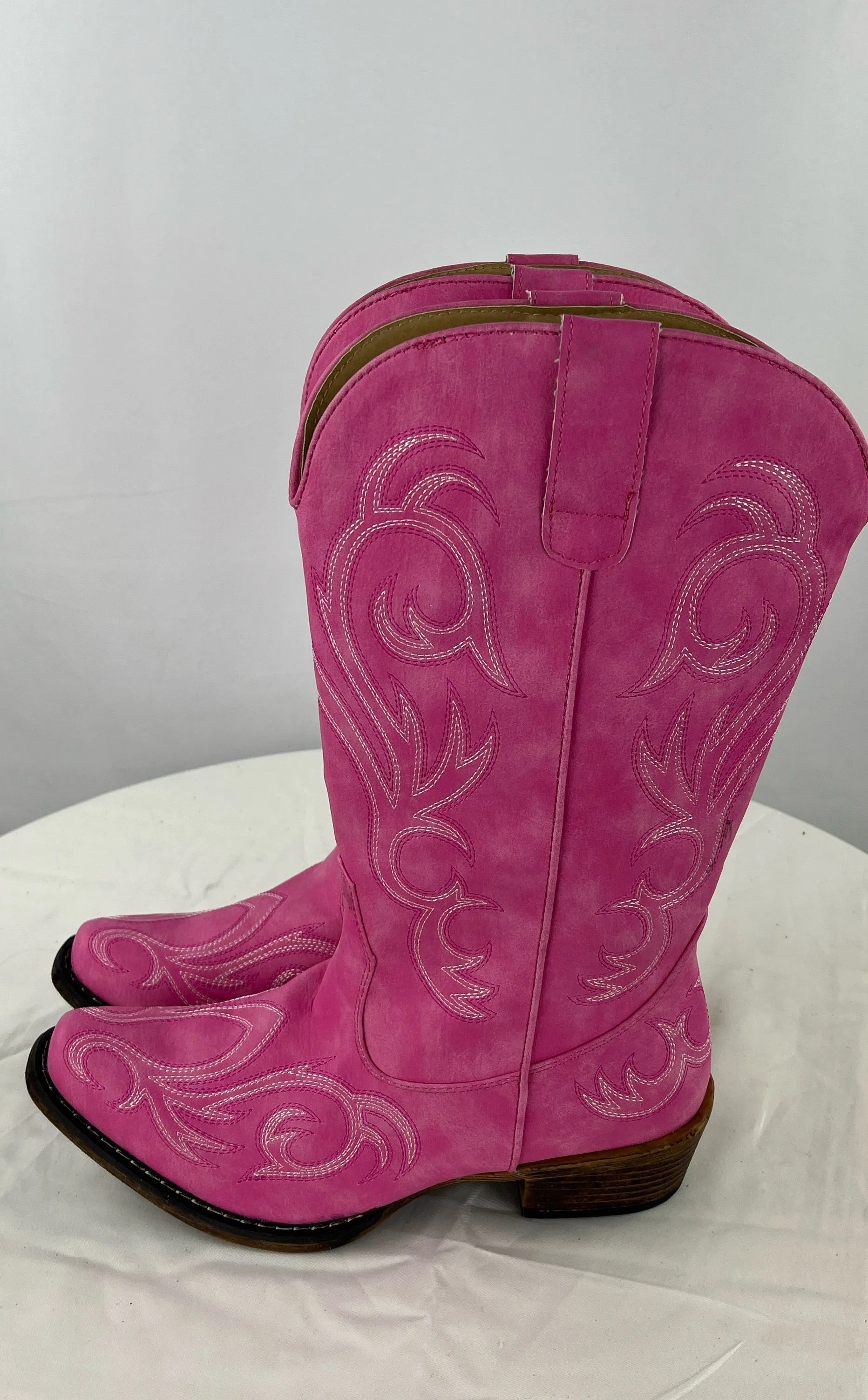 Roper Riley Women's Pink Faux Leather Western Cowgirl Boots Size 8.5