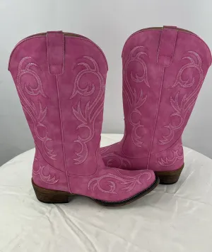 Roper Riley Women's Pink Faux Leather Western Cowgirl Boots Size 8.5