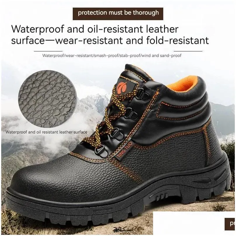 Safety Shoes Wear Resistant Mens Work Boots Shock-Absorbing Perforated Waterproof 240615 Drop Delivery Accessories Special Purpose Dhg5Z