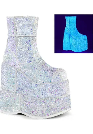 STACK-201G [White Multi Glitter] | PLATFORM BOOTS [PREORDER]