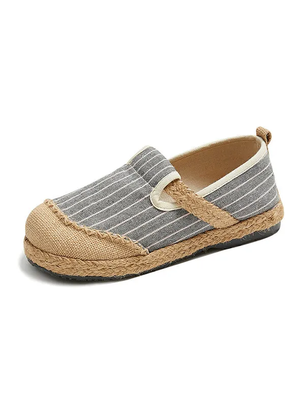 Straw Knitting Striped Flat Shoes Casual Shoes