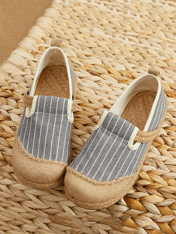 Straw Knitting Striped Flat Shoes Casual Shoes