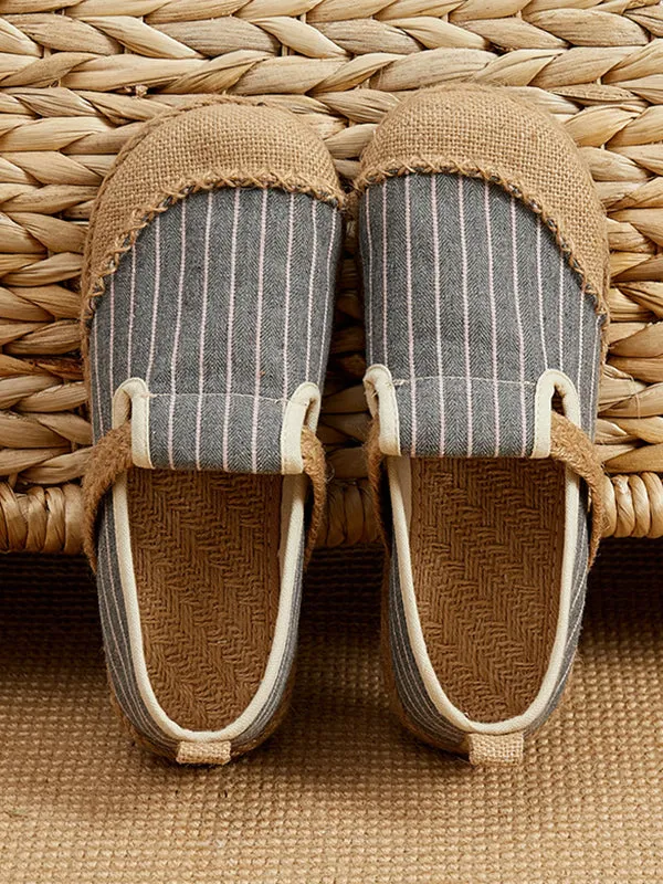 Straw Knitting Striped Flat Shoes Casual Shoes