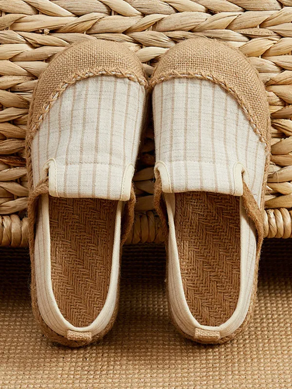 Straw Knitting Striped Flat Shoes Casual Shoes