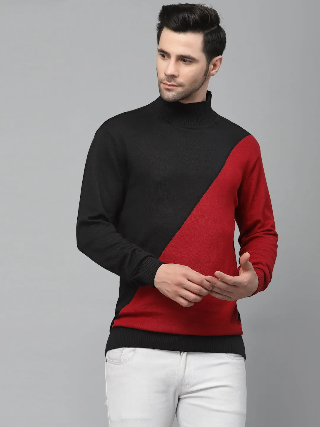 Style Quotient Men Black Colourblocked Sweatshirt