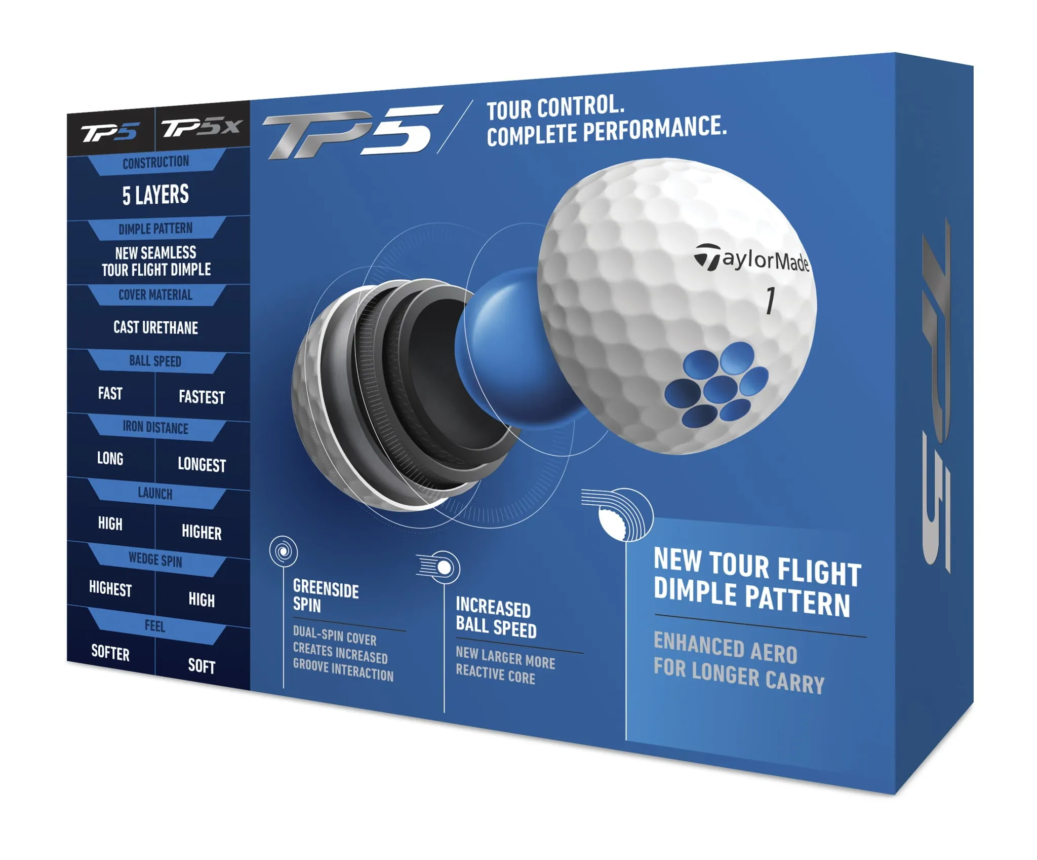 TaylorMade 2021 TP5 Golf Balls, White, 12 Pack