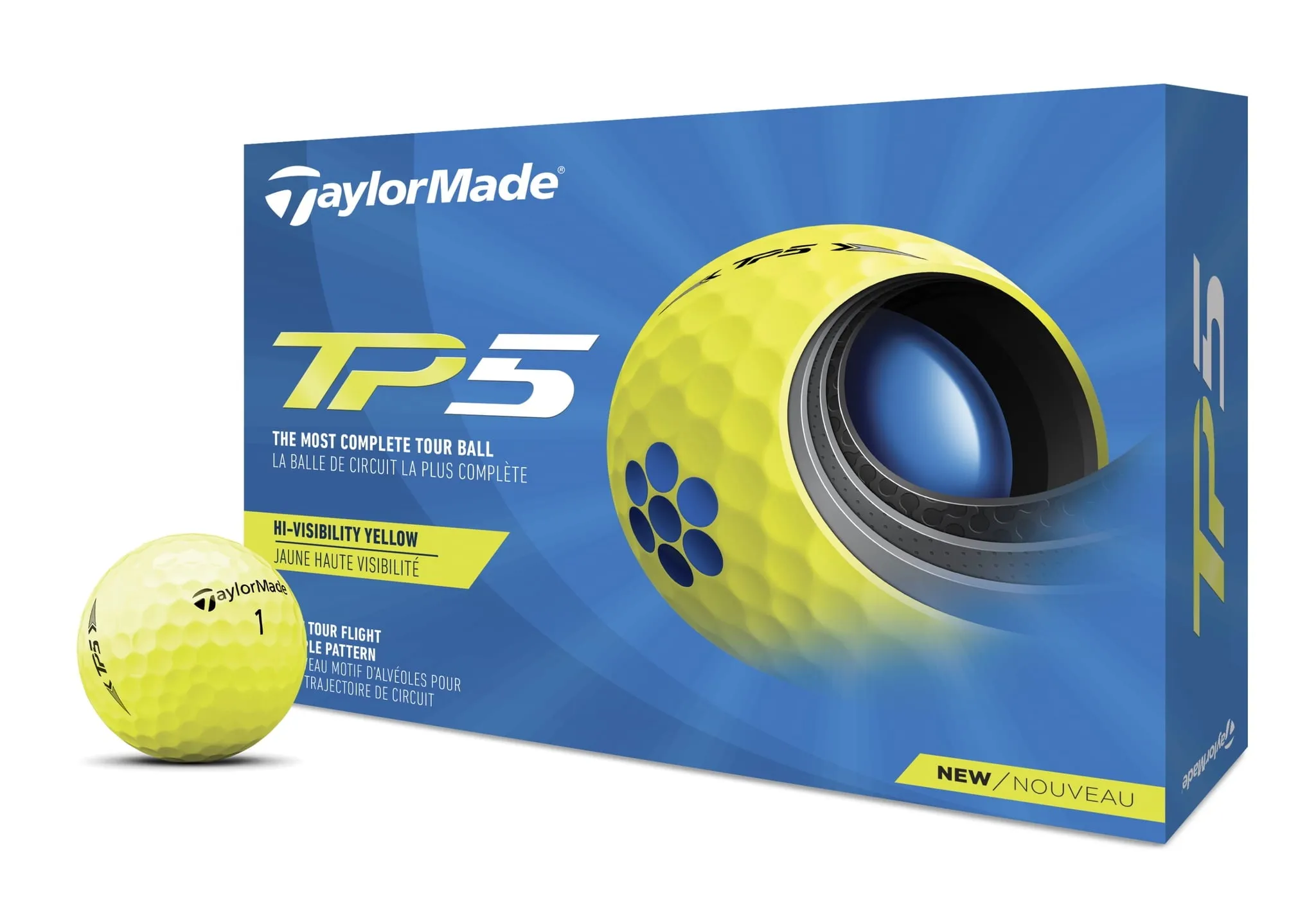 TaylorMade 2021 TP5 Golf Balls, White, 12 Pack