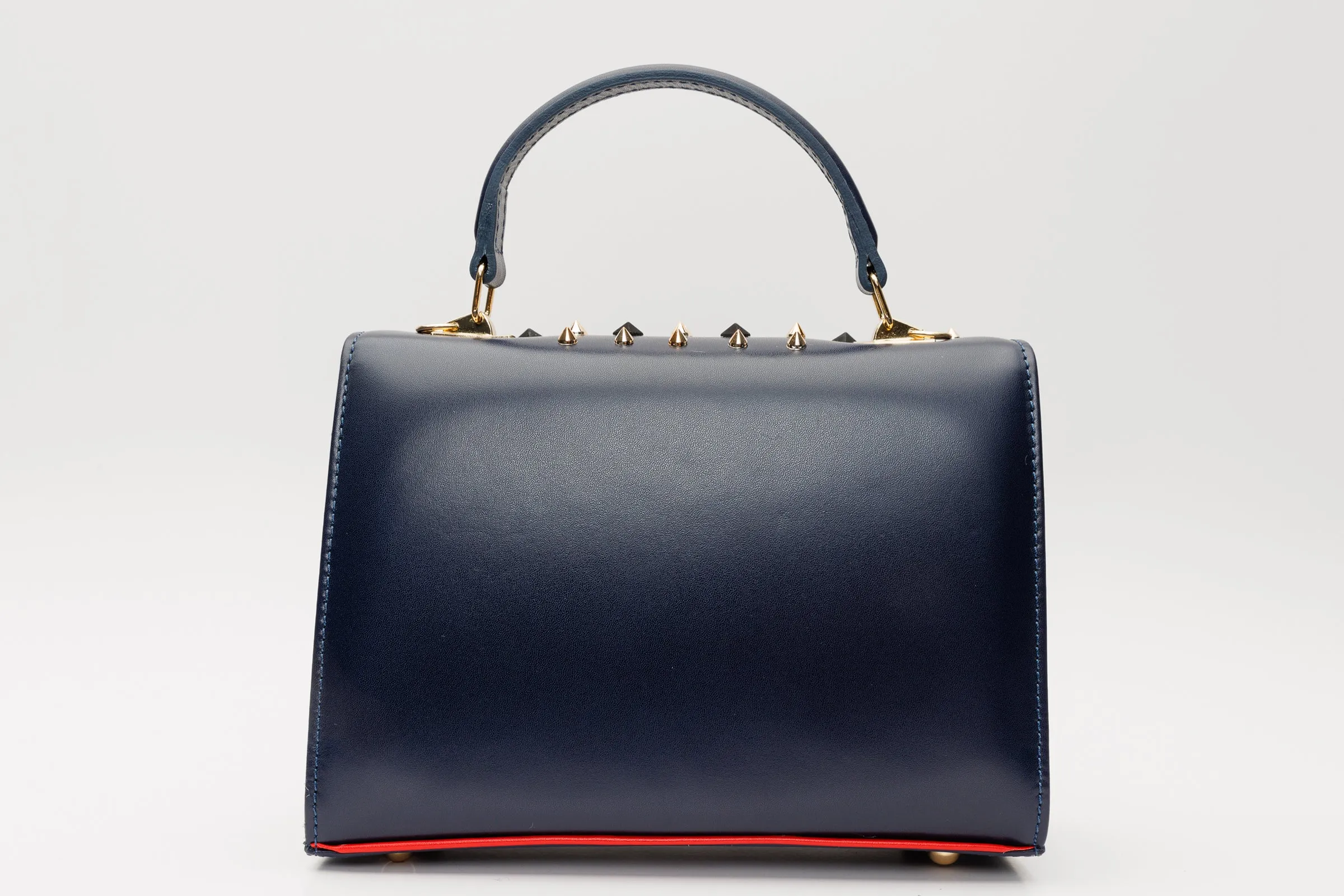 The Infanta Navy Blue Spike Leather Handbag