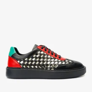 The Messina Black & Gold Woven Leather Men Sneaker Final Sale!