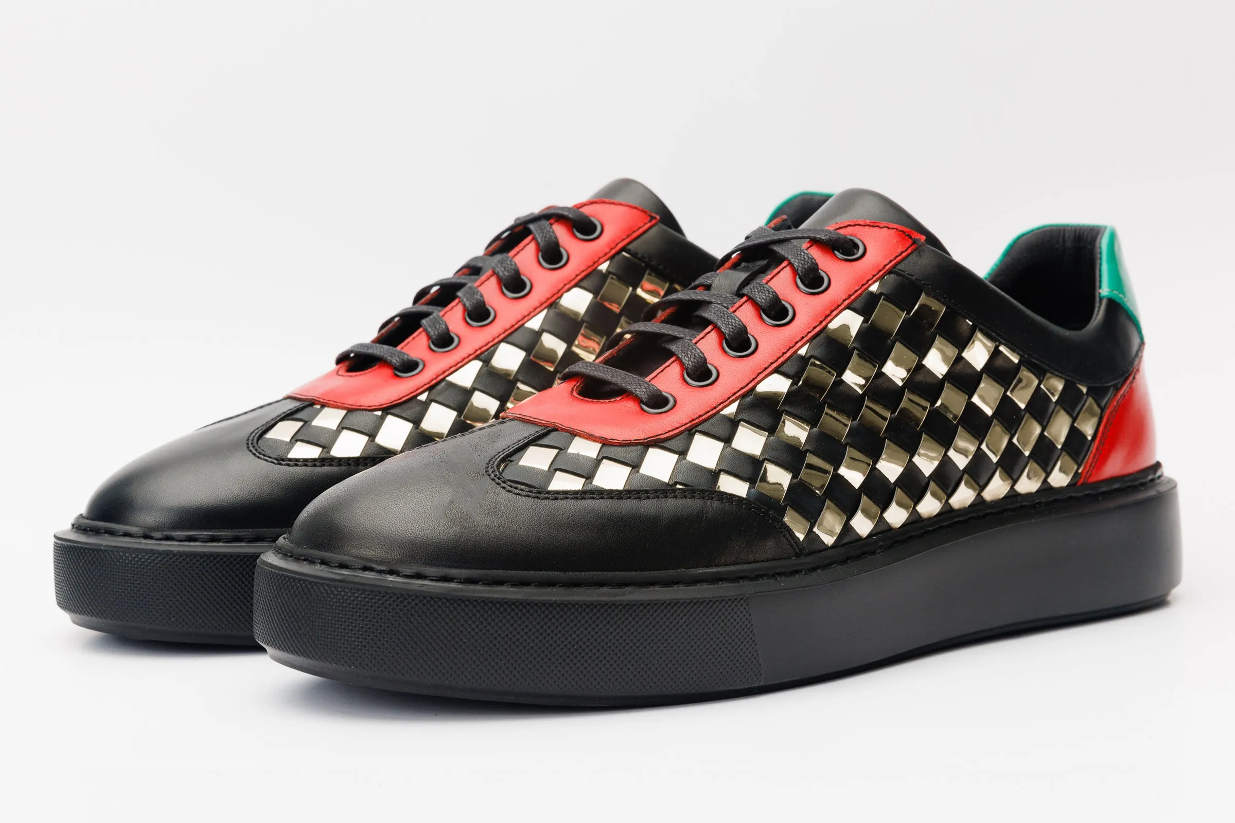 The Messina Black & Gold Woven Leather Men Sneaker Final Sale!